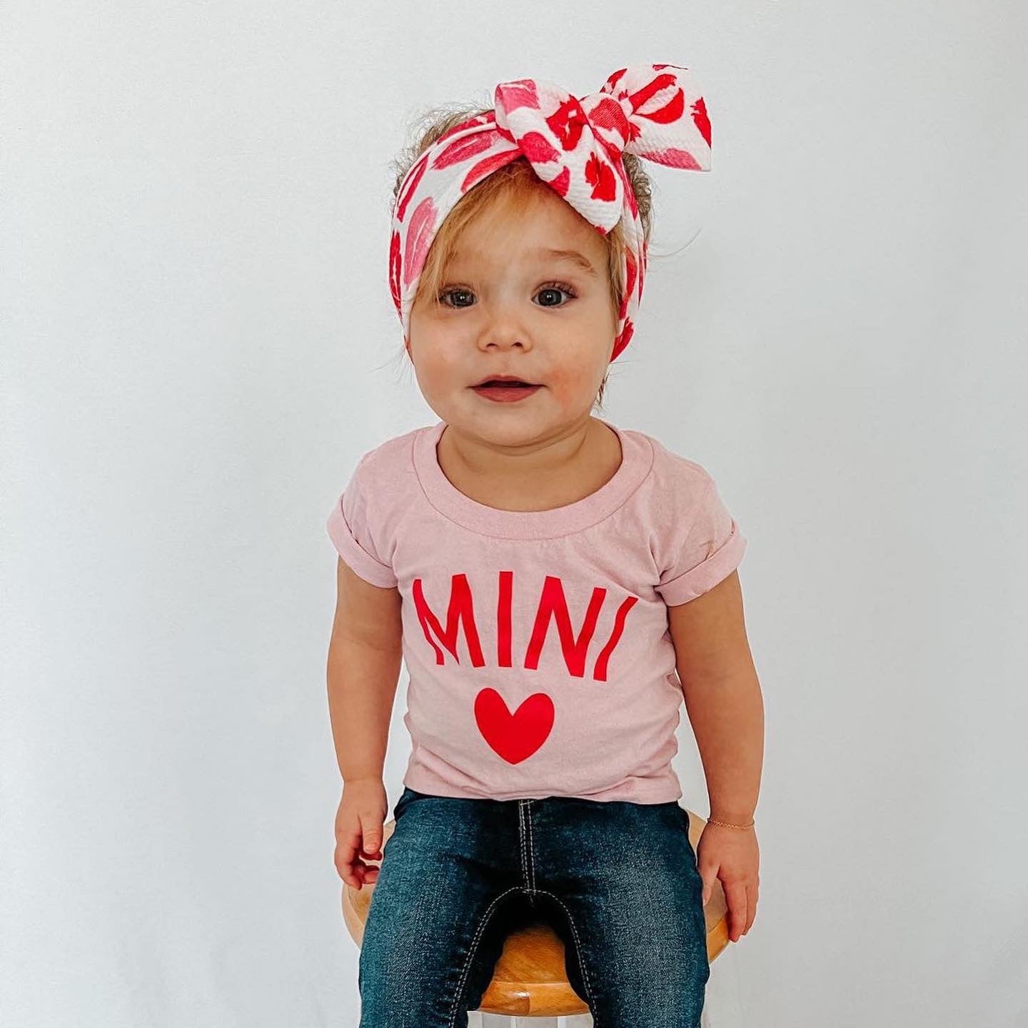 Mama and Mini Matching Light Pink and Red Valentines Day T-Shirt Set