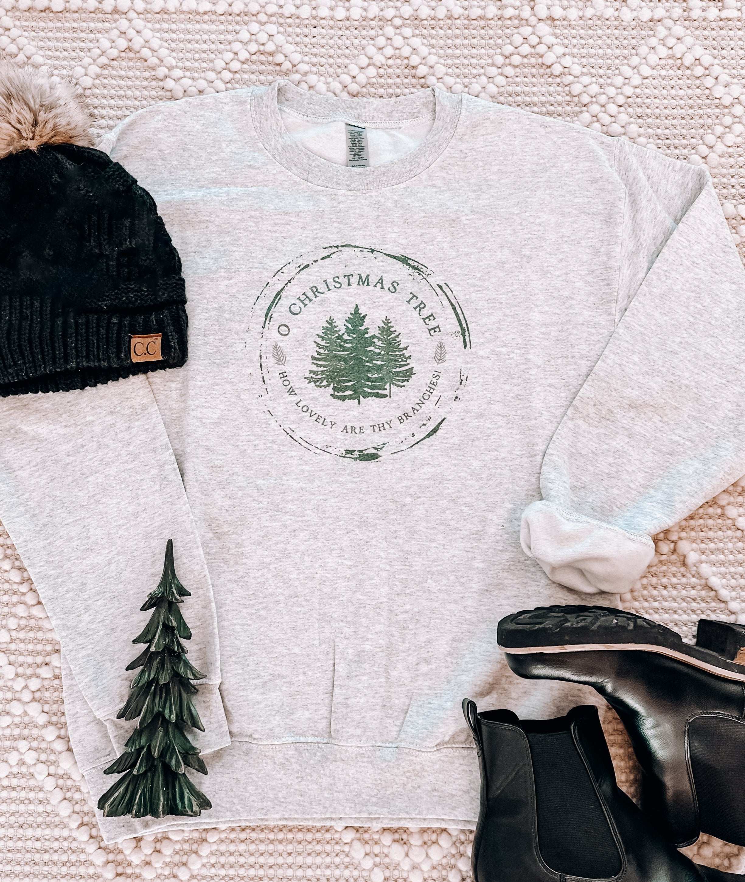 O Christmas Tree Light Ash Grey Crewneck