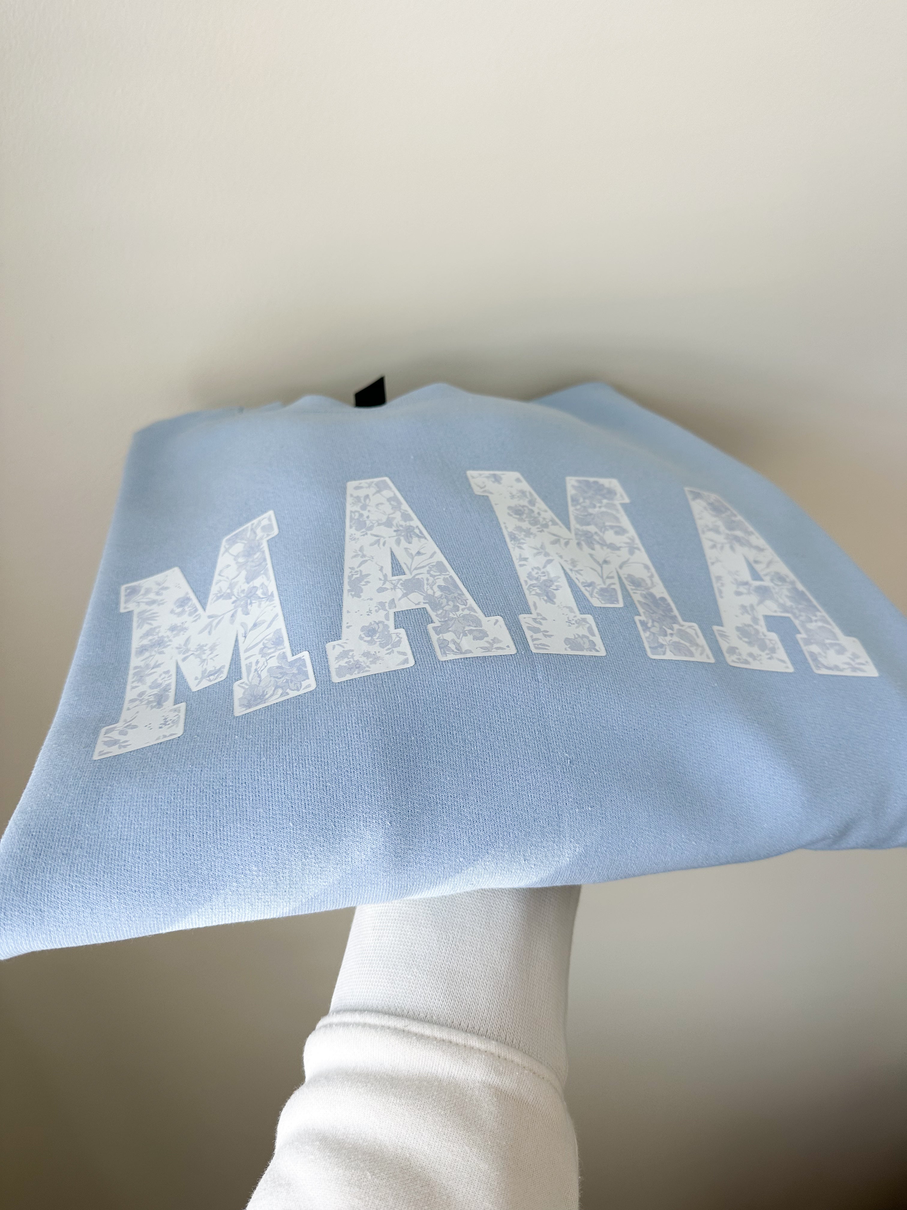 Mama Light Blue Pastel Floral Crewneck