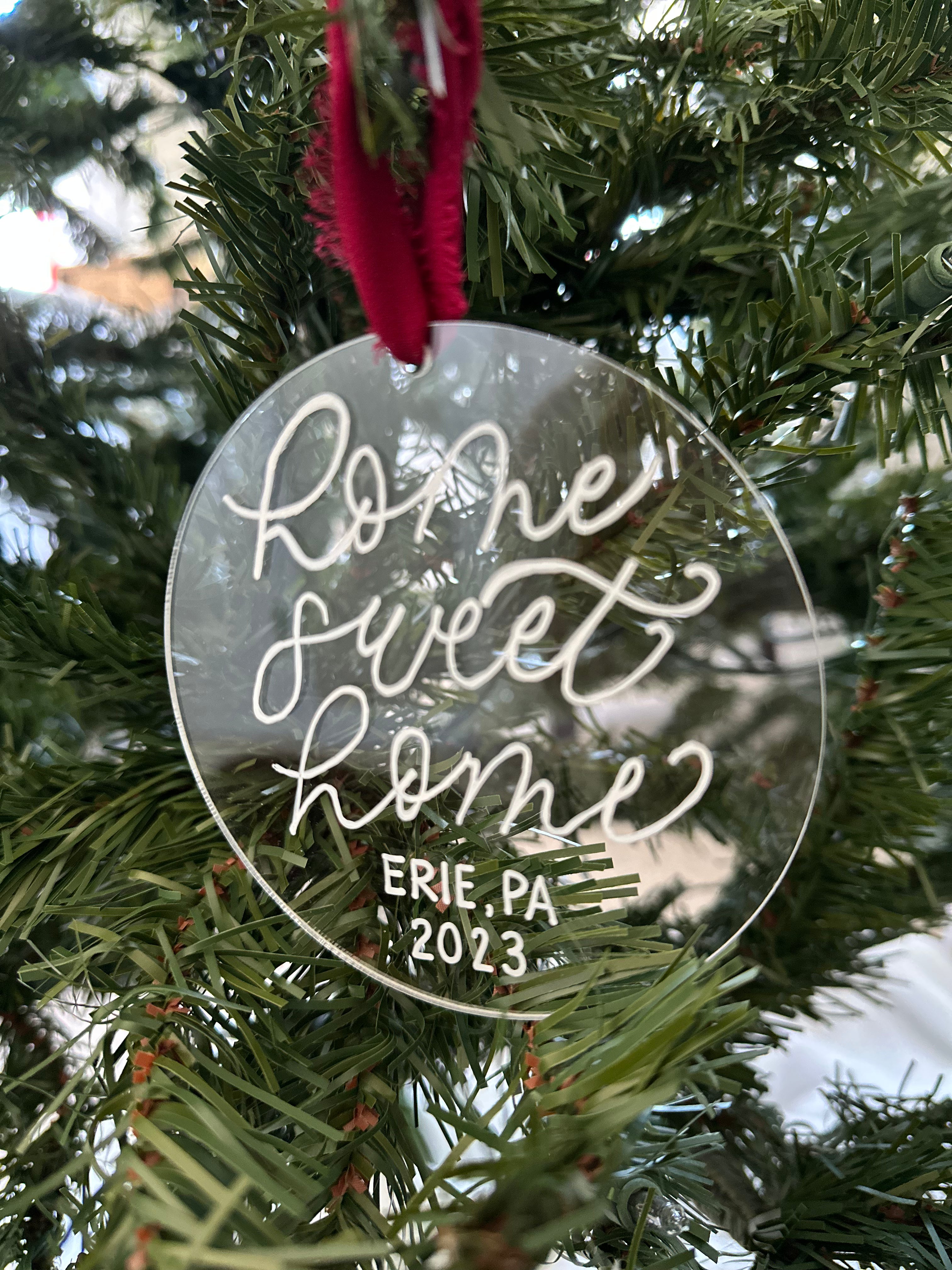 Home Sweet Home Personalized Acrylic Christmas Ornament