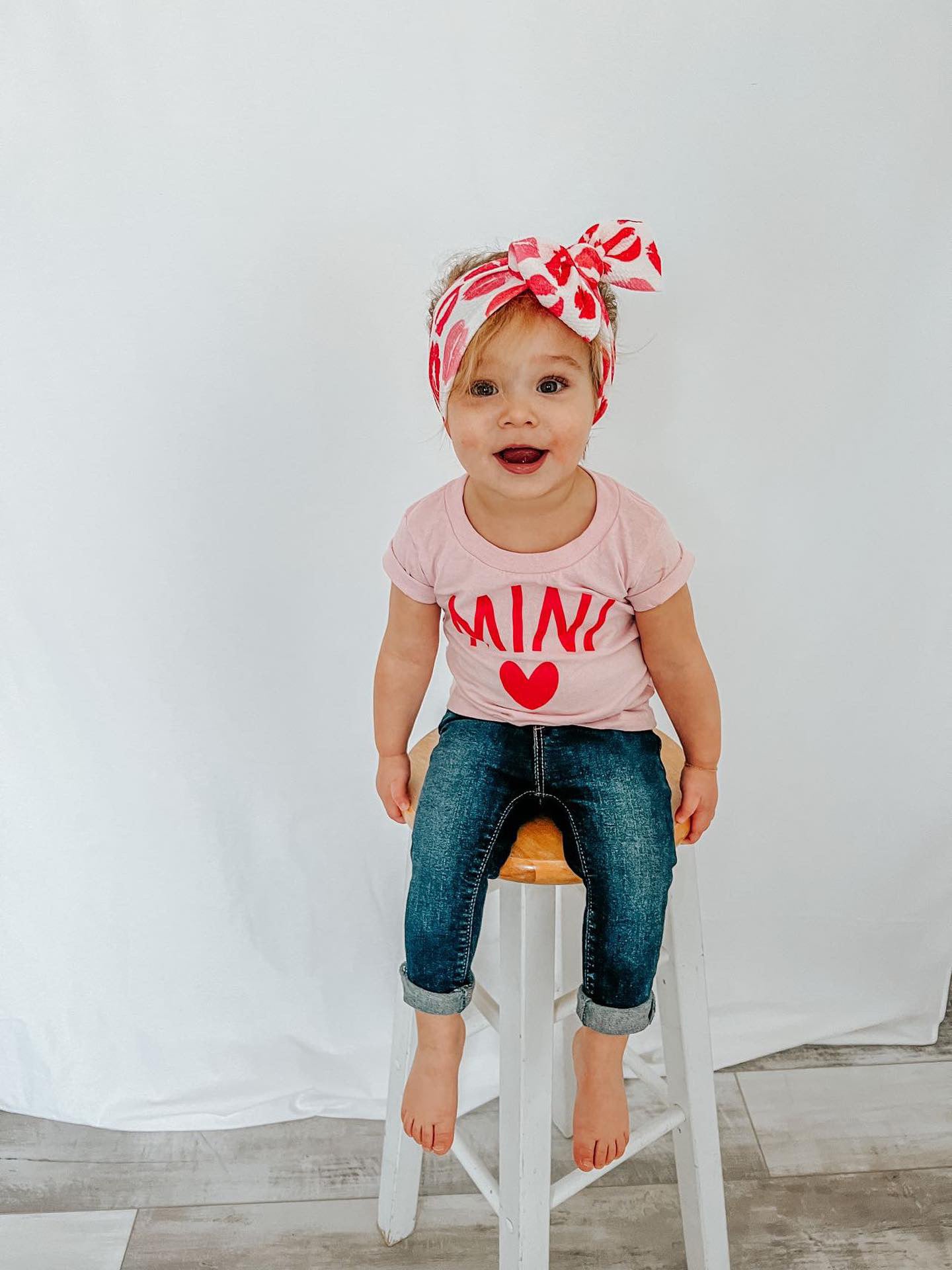 Mama and Mini Matching Light Pink and Red Valentines Day T-Shirt Set