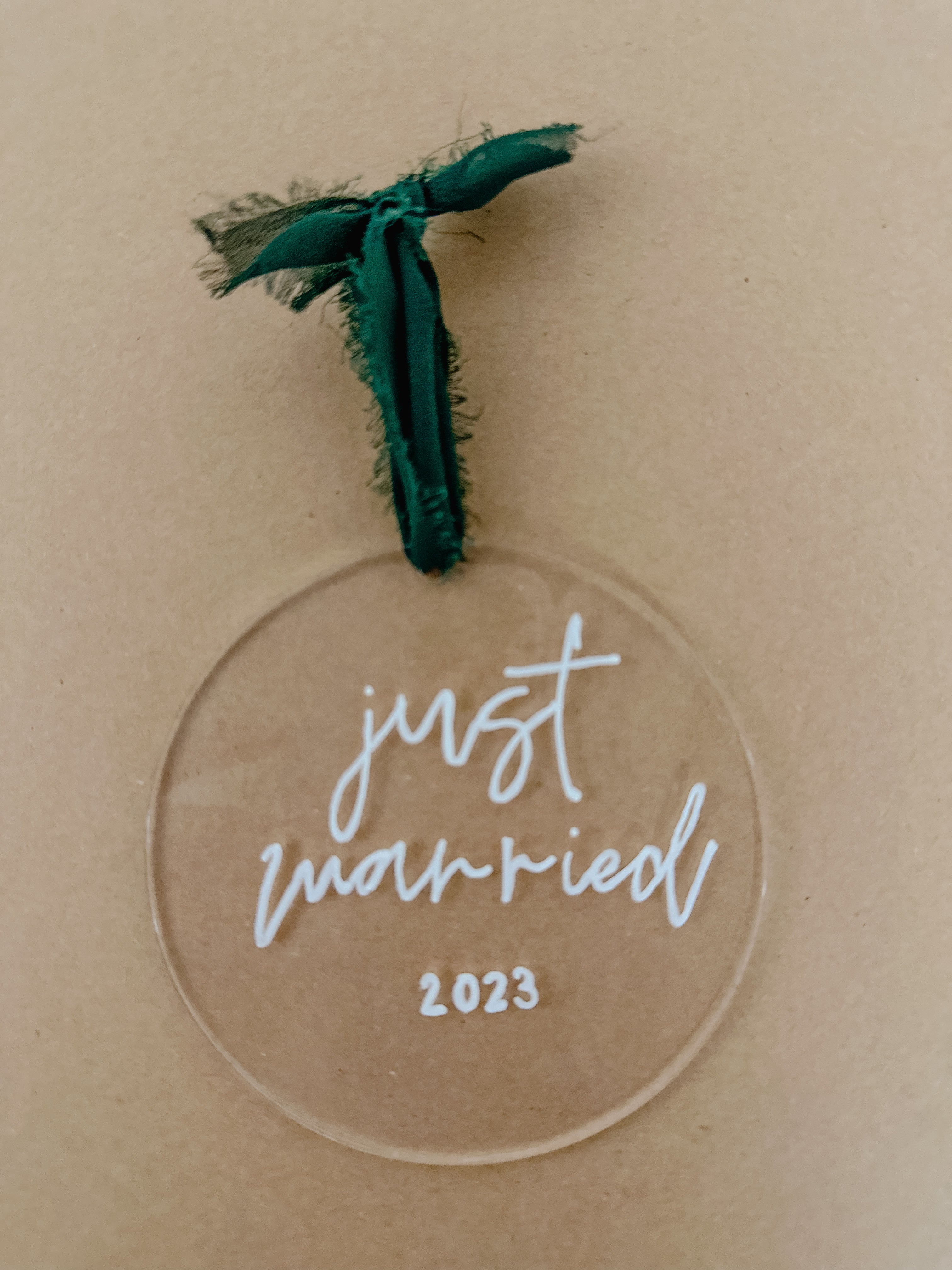 Just Married 2023 Acrylic Christmas Ornament