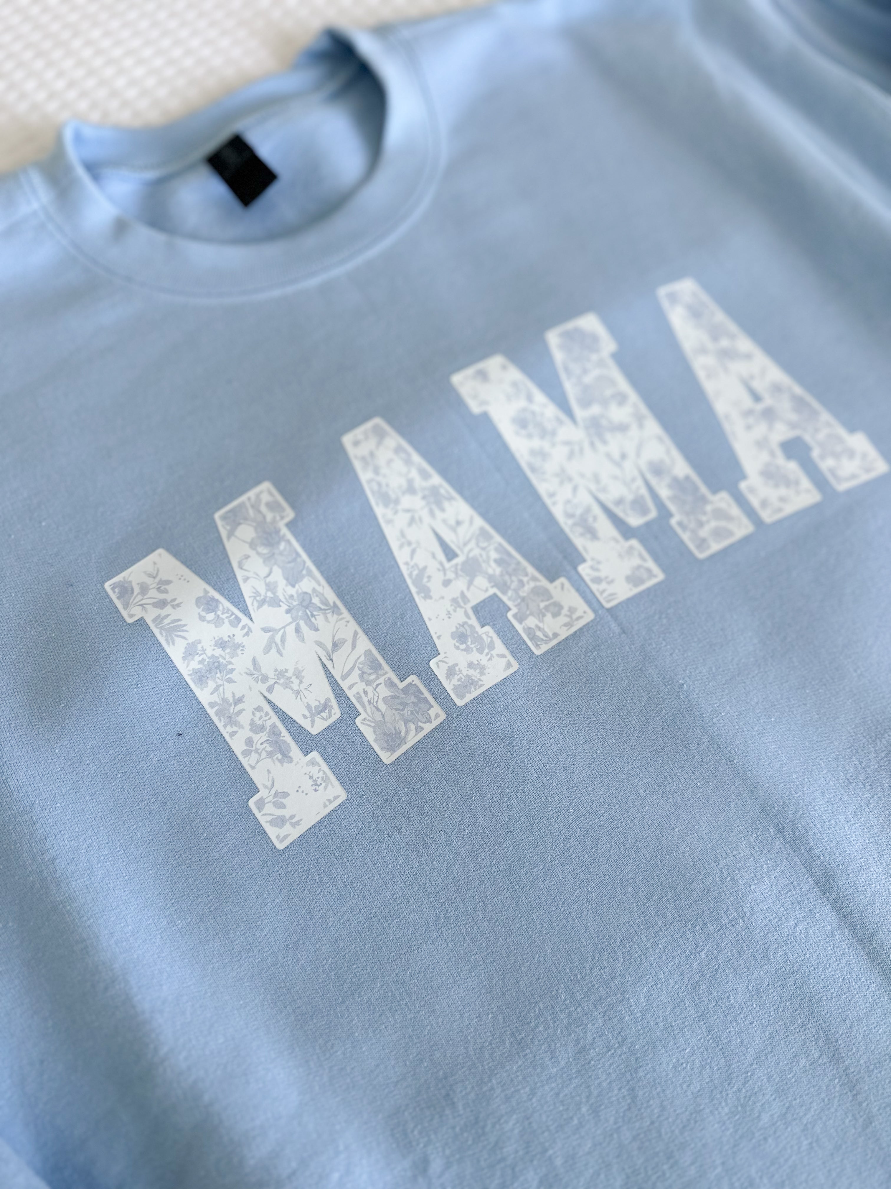Mama Light Blue Pastel Floral Crewneck