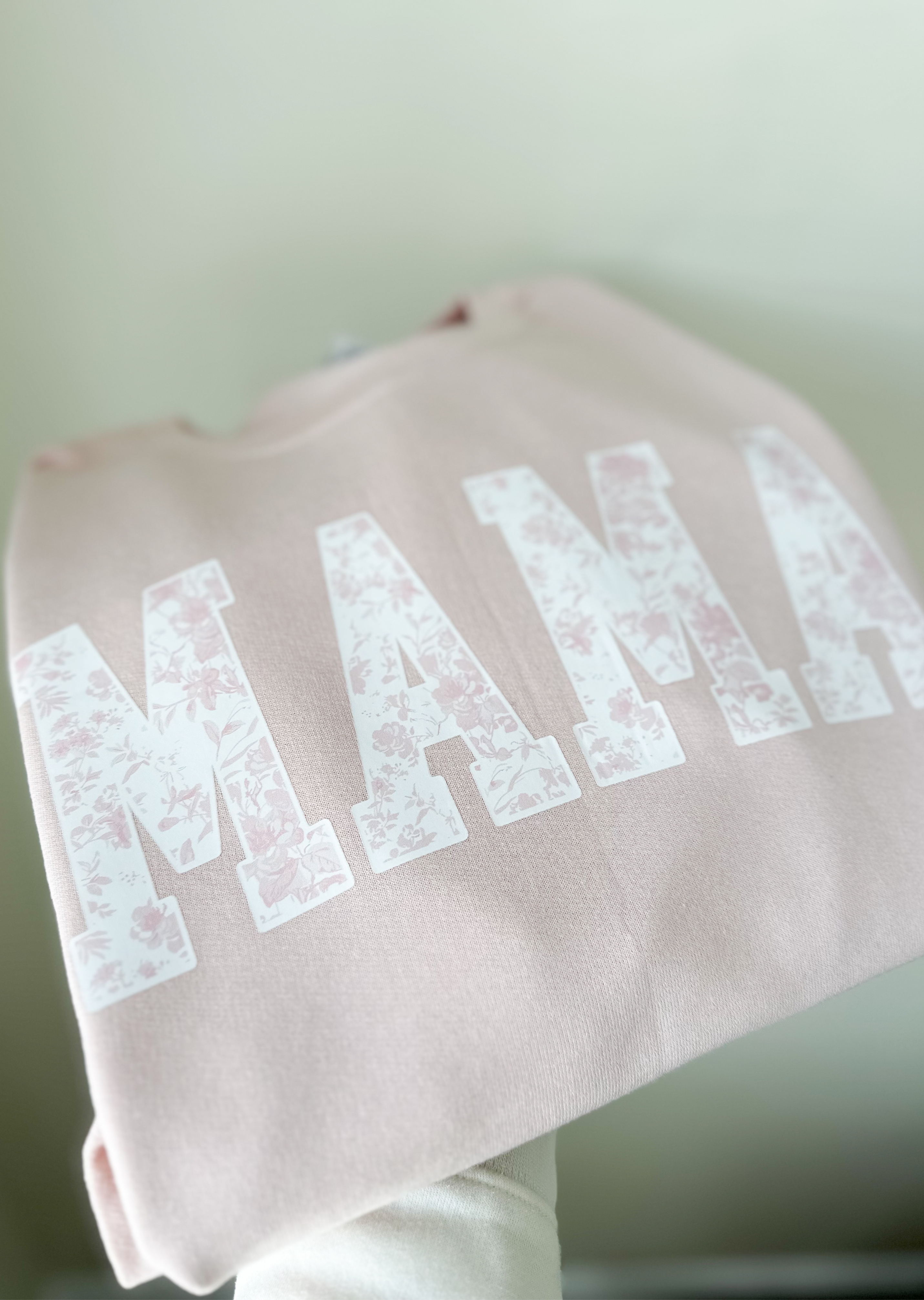Mama Light Pink Pastel Floral Crewneck