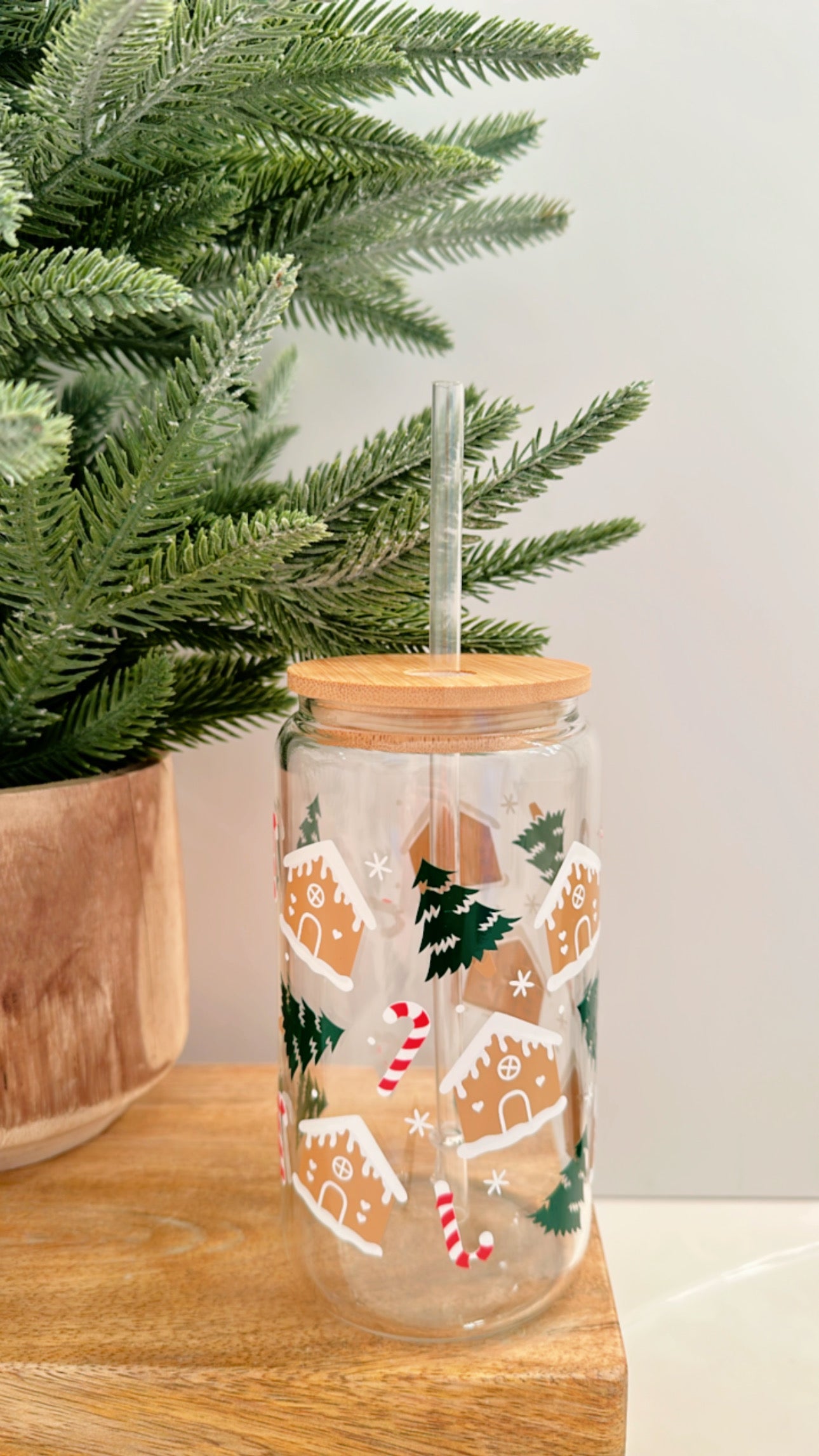 Gingerbread Christmas Tree Glass Coffee Cup