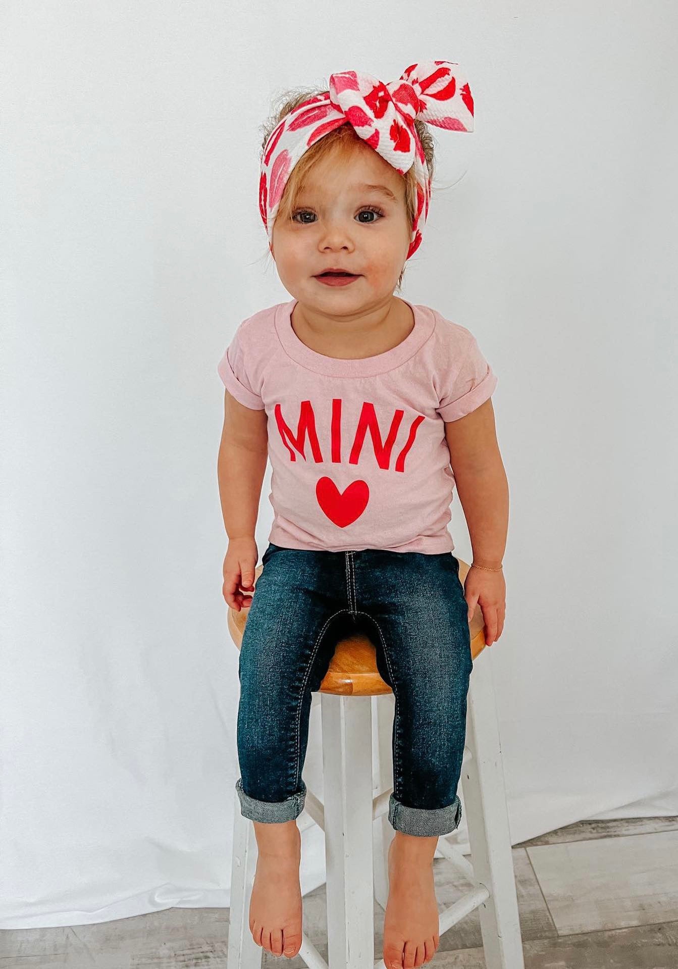 Mama and Mini Matching Light Pink and Red Valentines Day T-Shirt Set