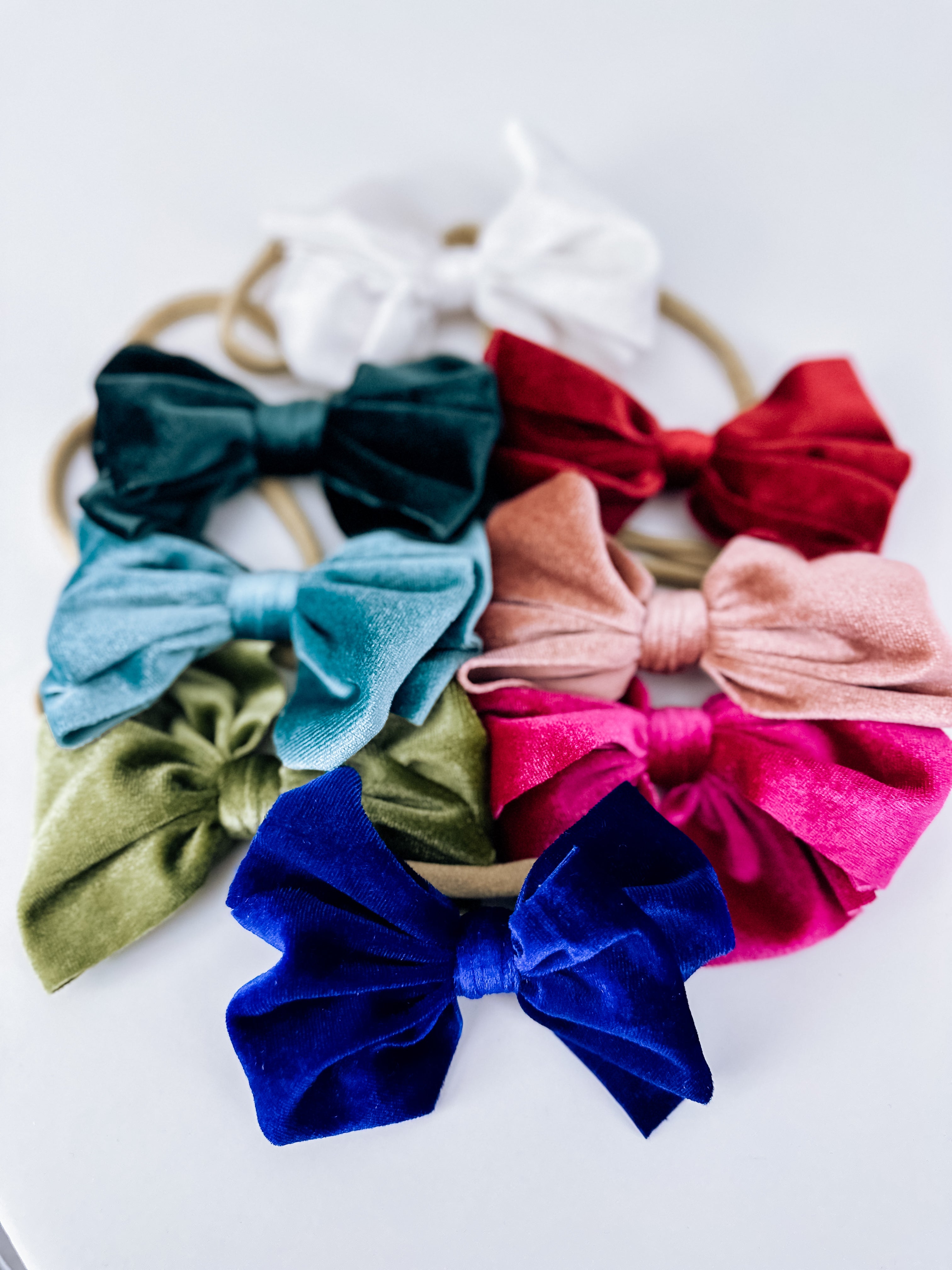 Infant-Child Thin Stretchy Velvet Bow Headbands