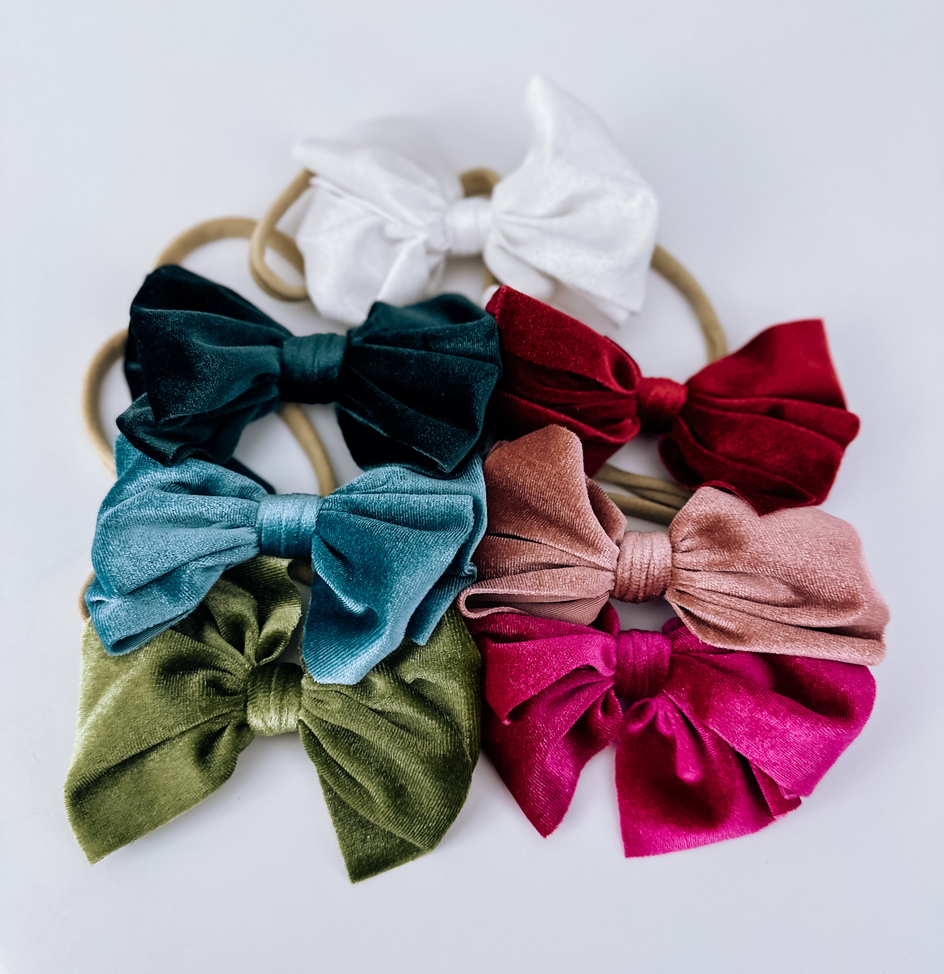 Infant-Child Thin Stretchy Velvet Bow Headbands
