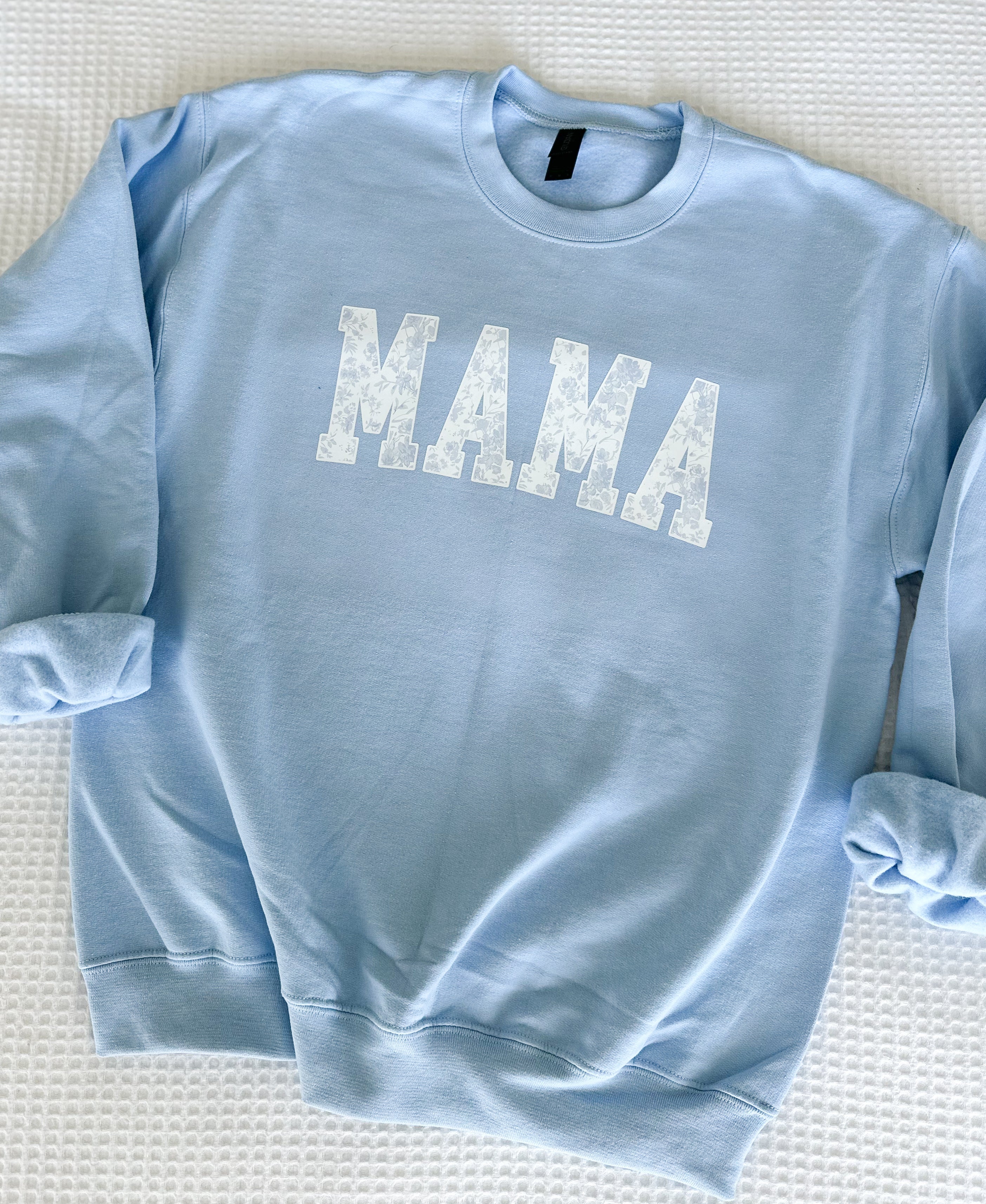 Mama Light Blue Pastel Floral Crewneck