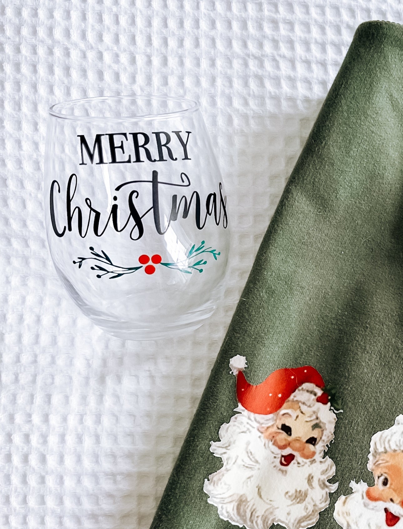 Merry Christmas Stemless Wine Glass