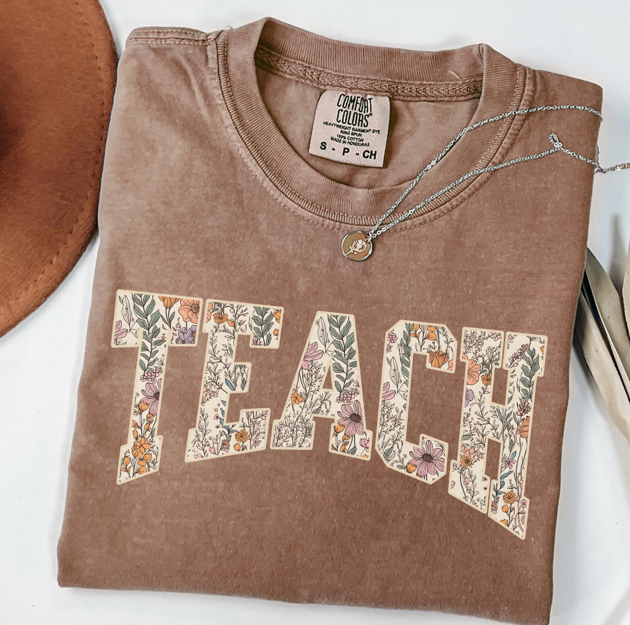 Brown Floral Teach Teaching Shirt