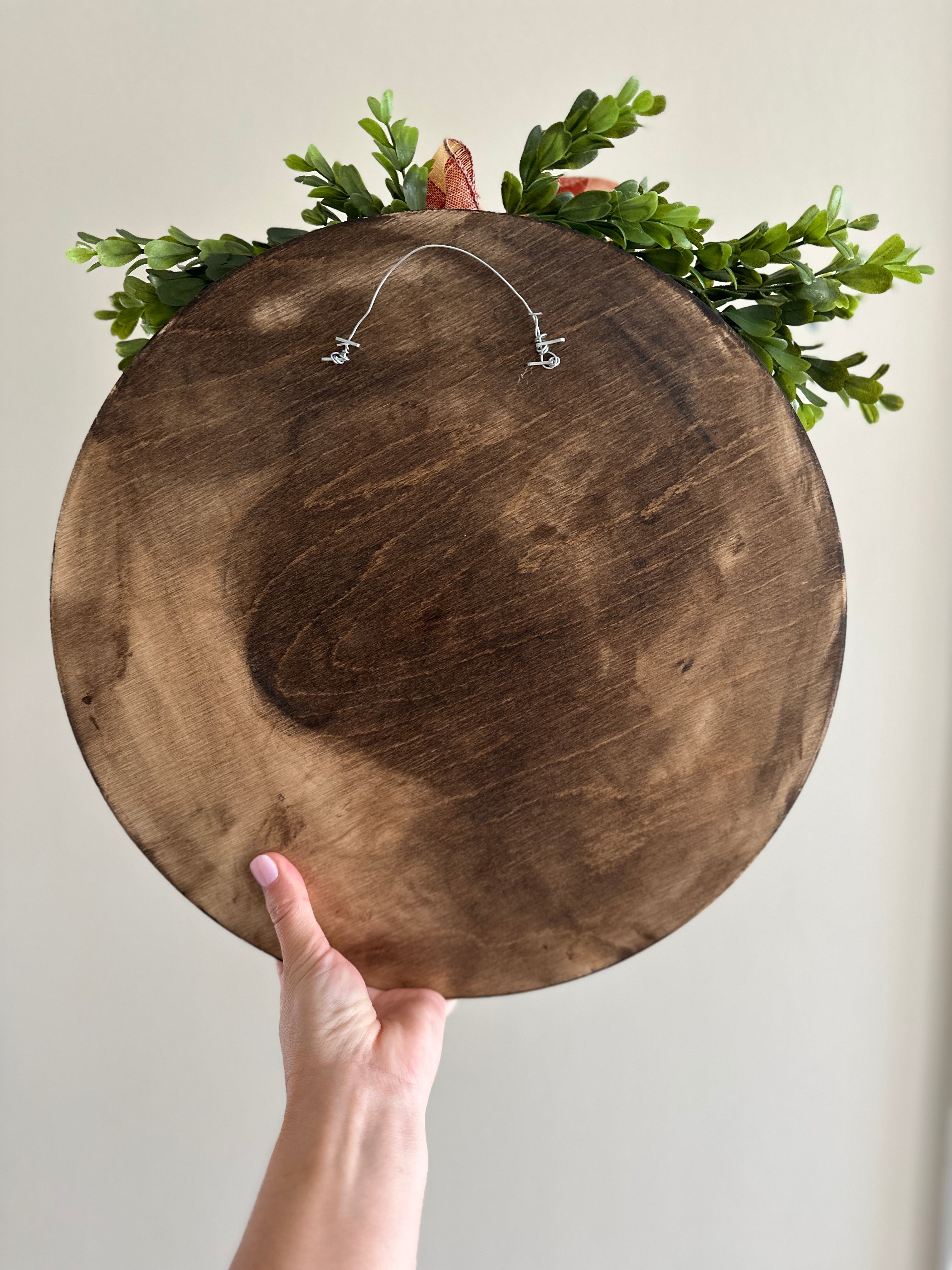Hand Picked Farm Fresh Pumpkins Burnt Orange Fall Wooden Round Door Sign