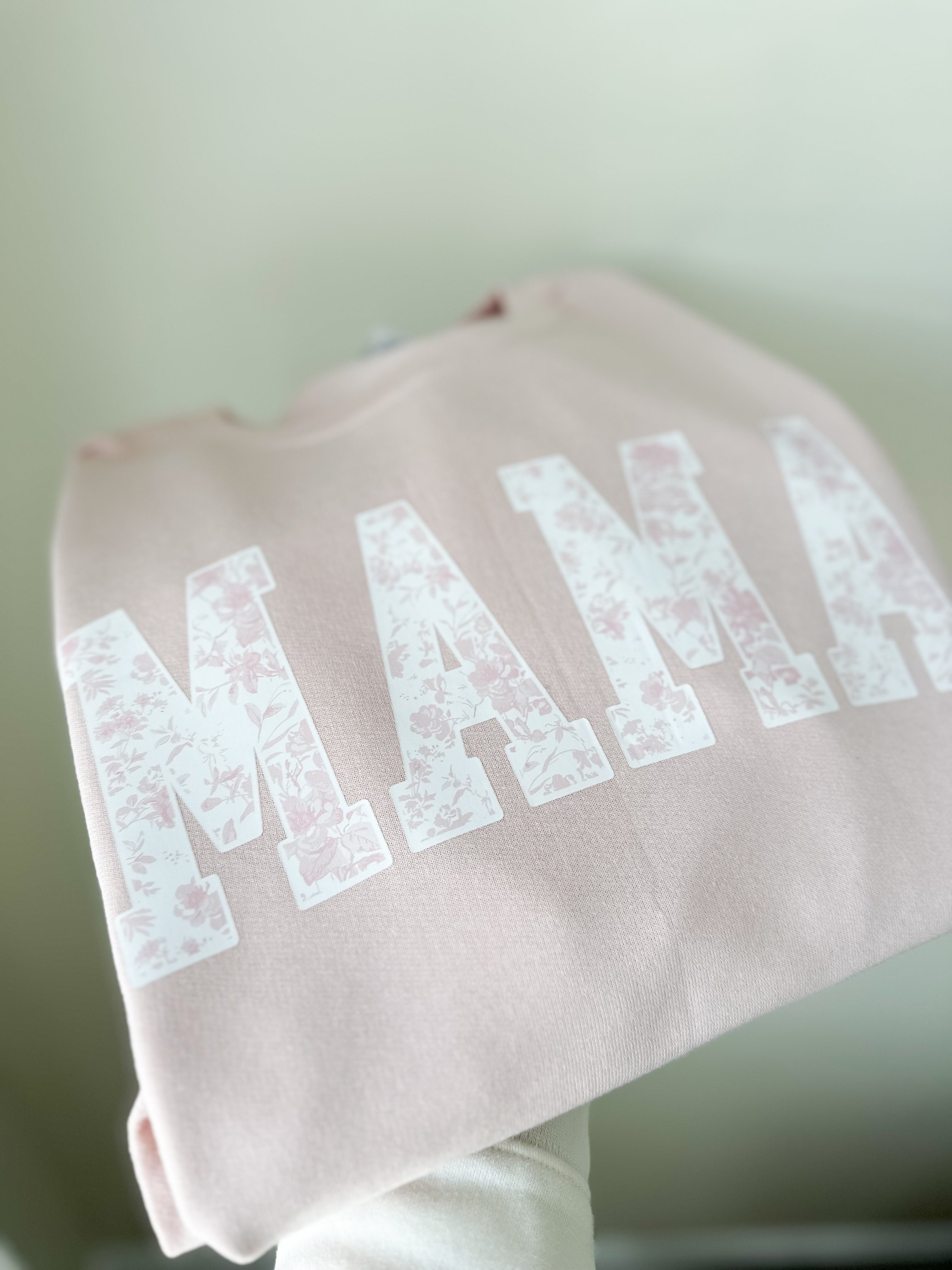 Mama Light Pink Pastel Floral Crewneck