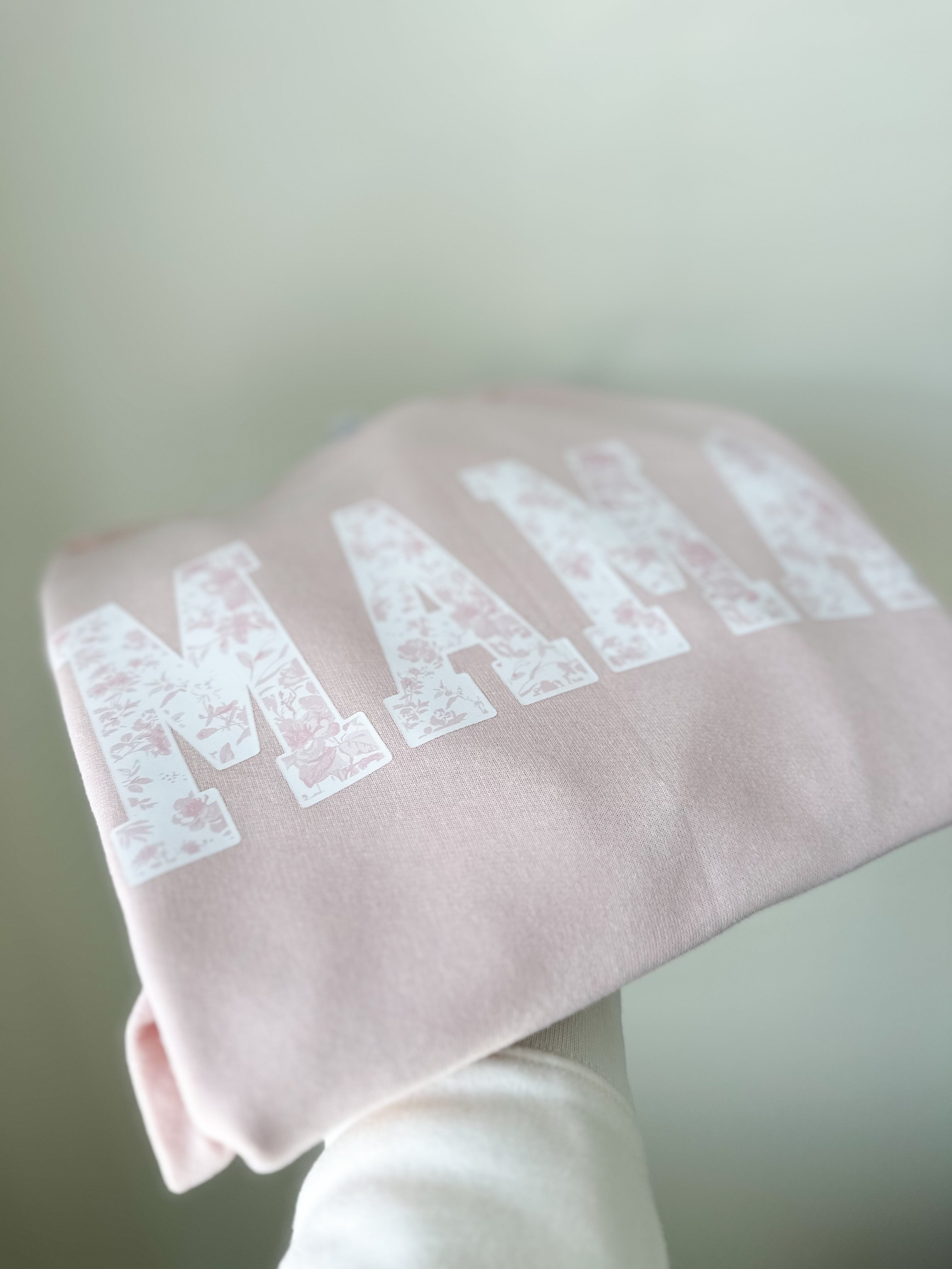 Mama Light Pink Pastel Floral Crewneck