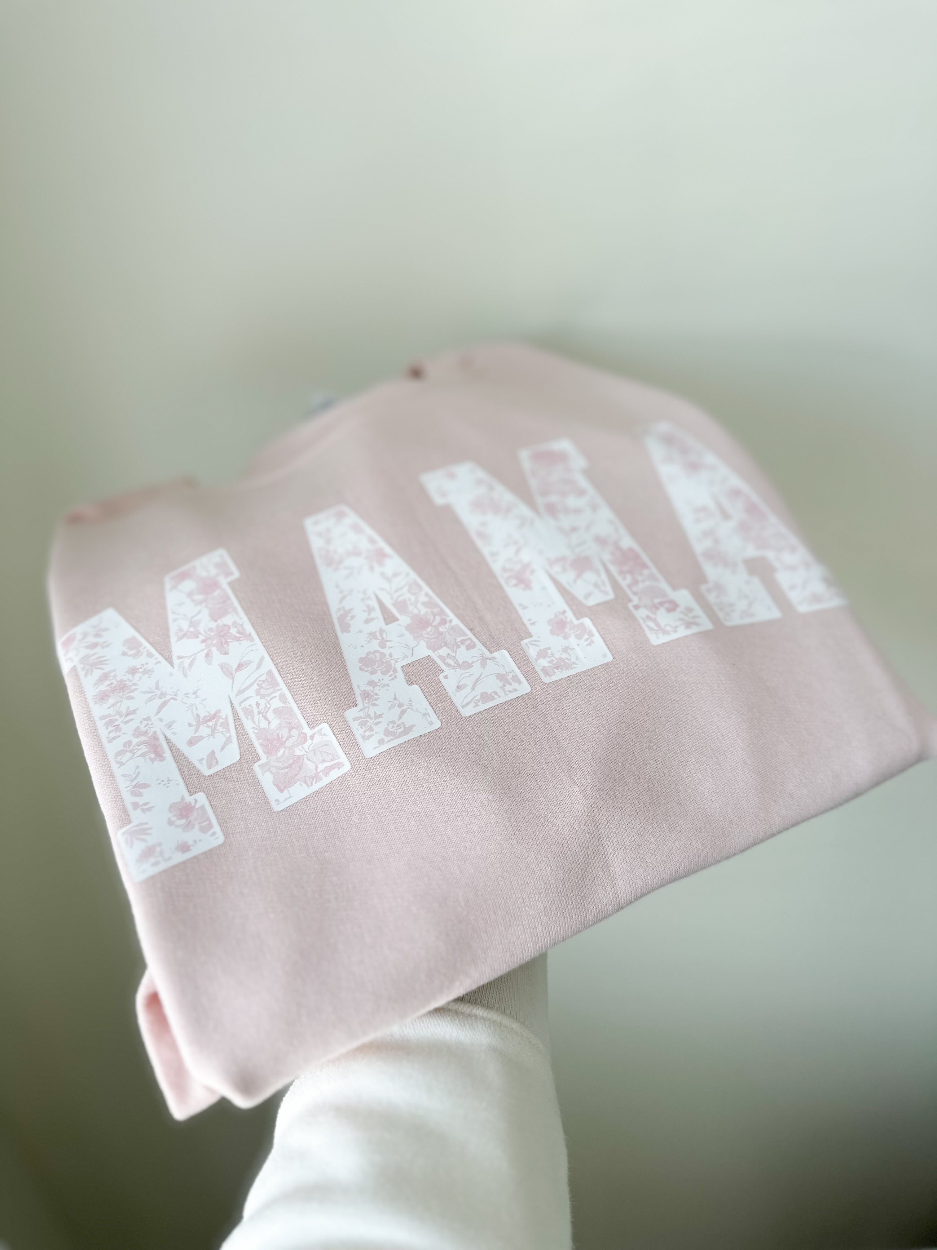 Mama Light Pink Pastel Floral Crewneck