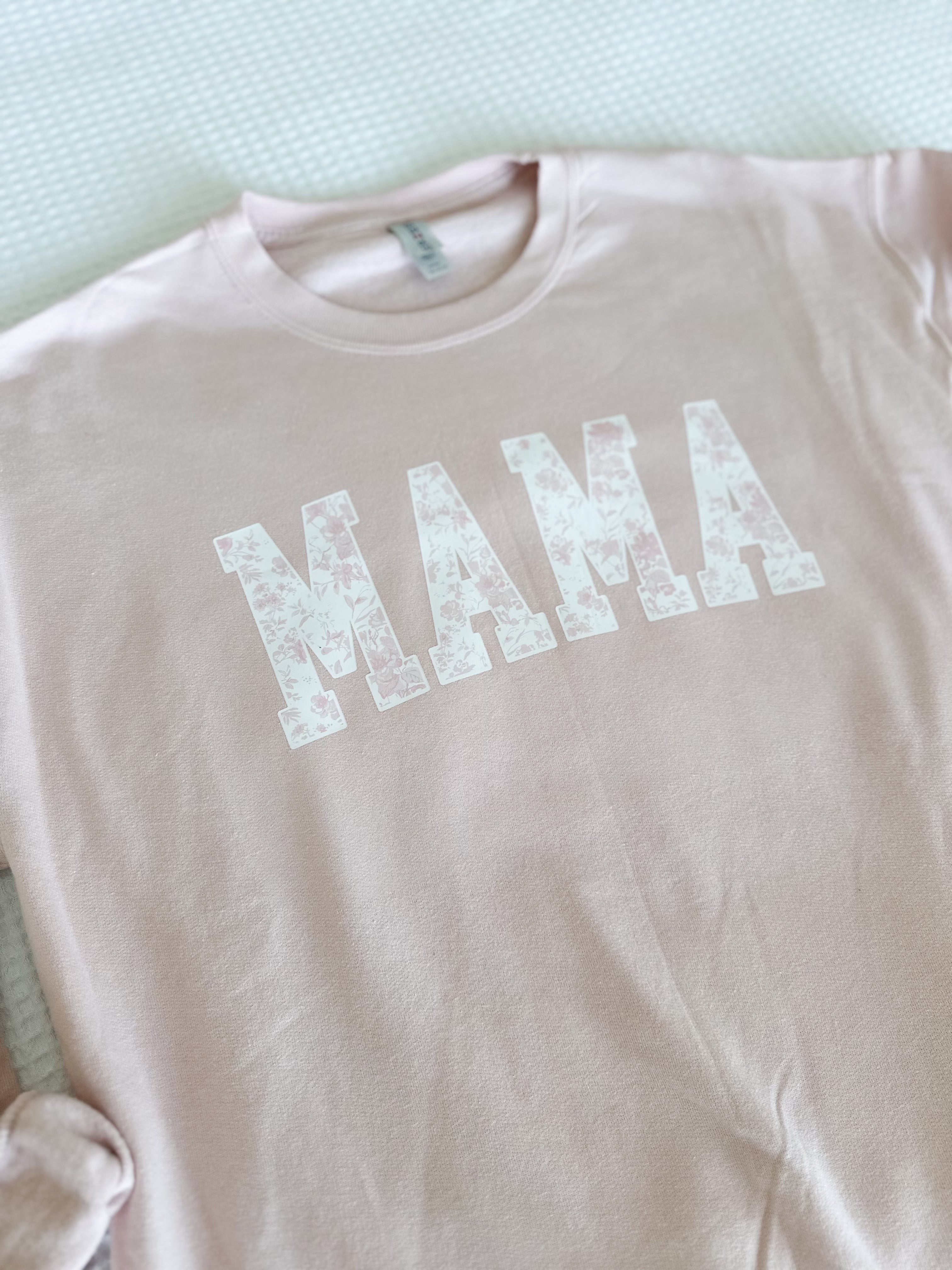 Mama Light Pink Pastel Floral Crewneck