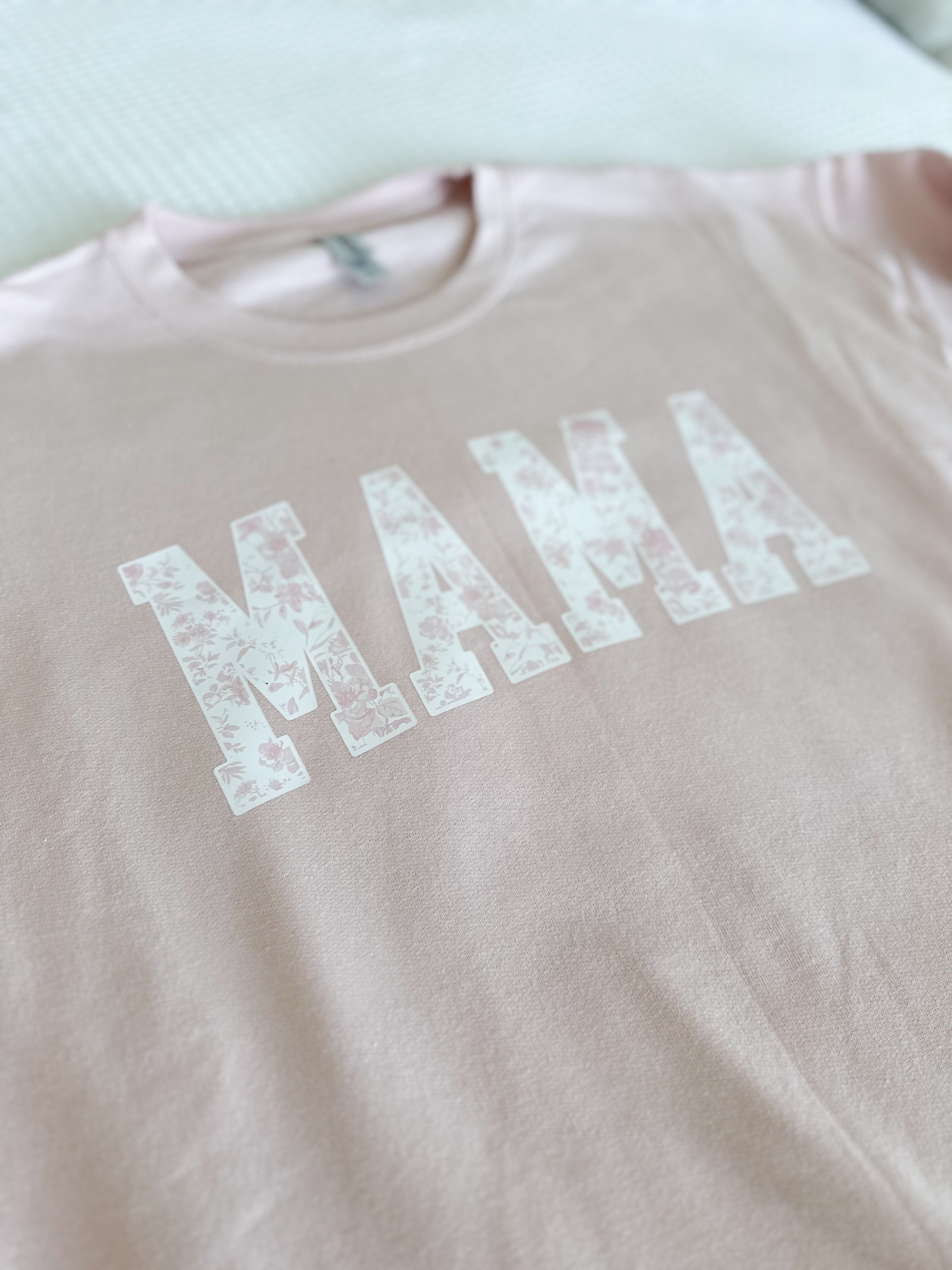 Mama Light Pink Pastel Floral Crewneck