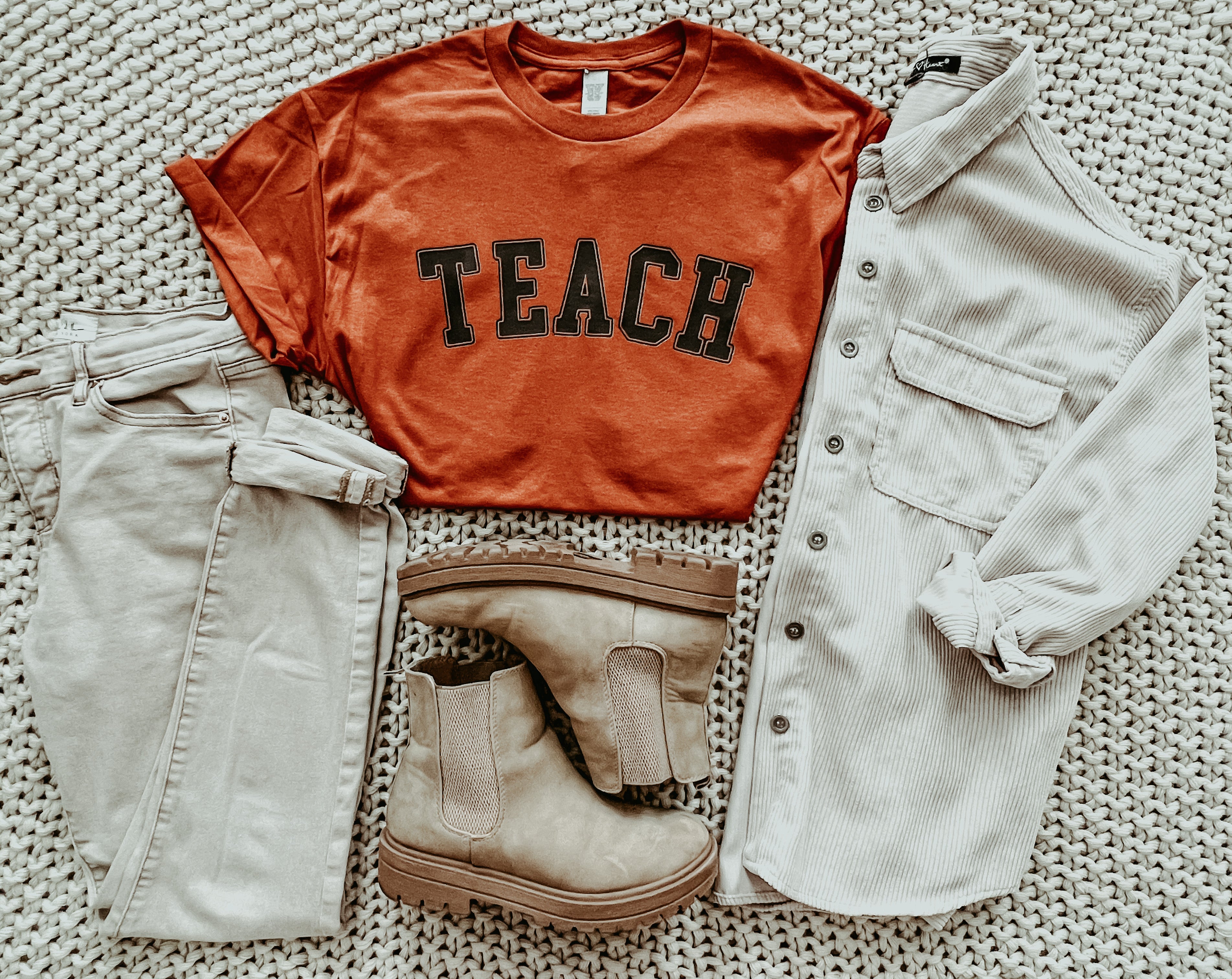Fall Burnt Orange Teach Shirt for Teachers