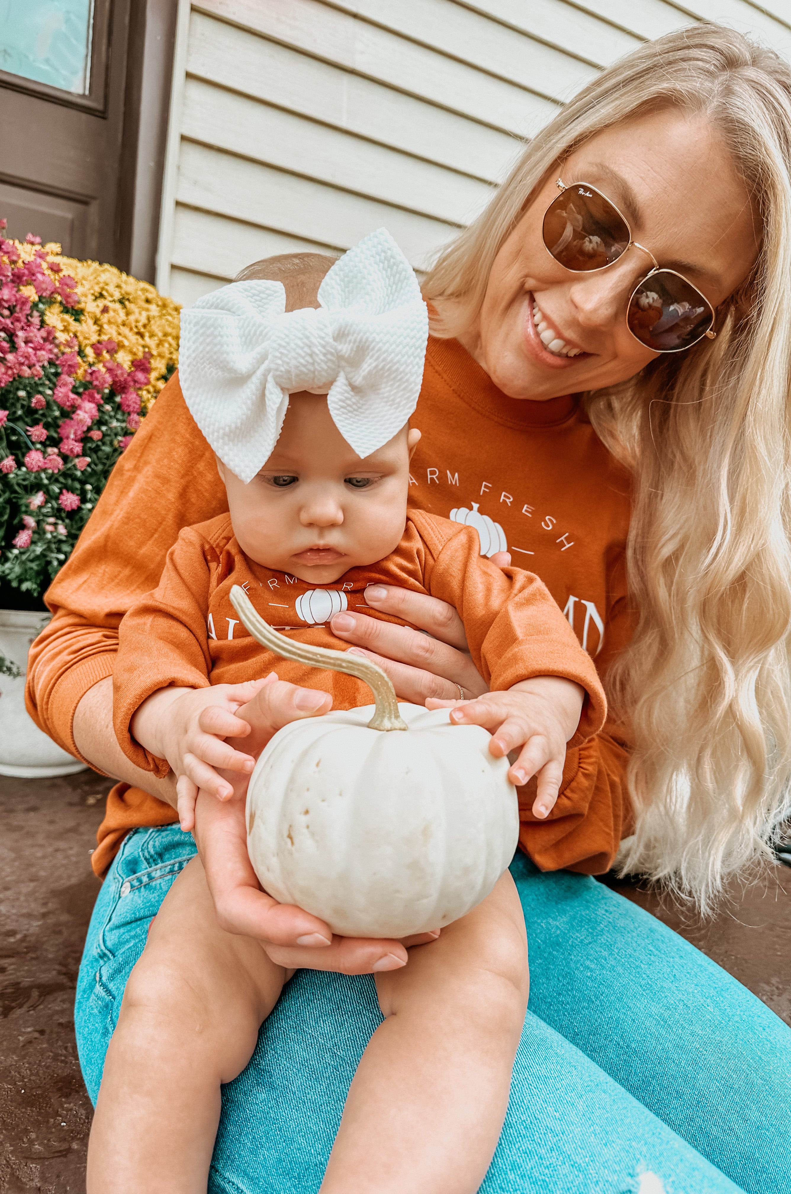 Fall Farm Fresh Pumpkin Matching Mommy and Me Long Sleeve Tees