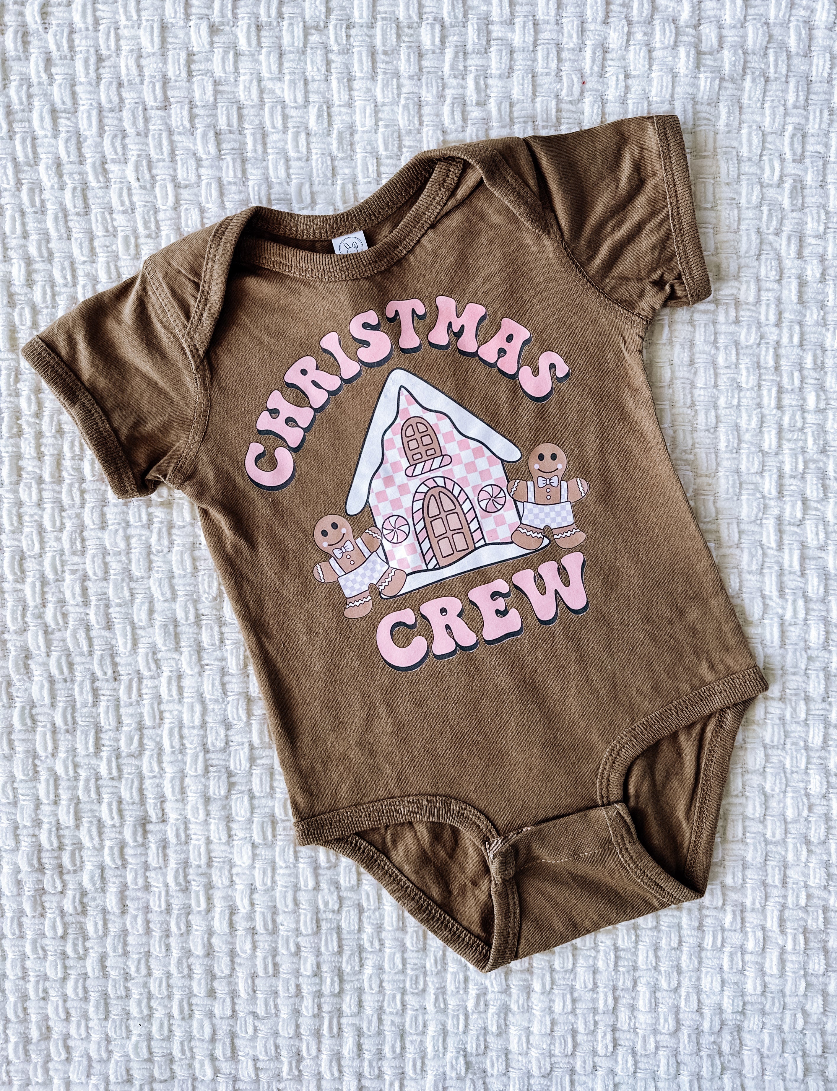 Matching Christmas Crew Gingerbread House Brown Shirts for Infants, Toddlers, and Kids