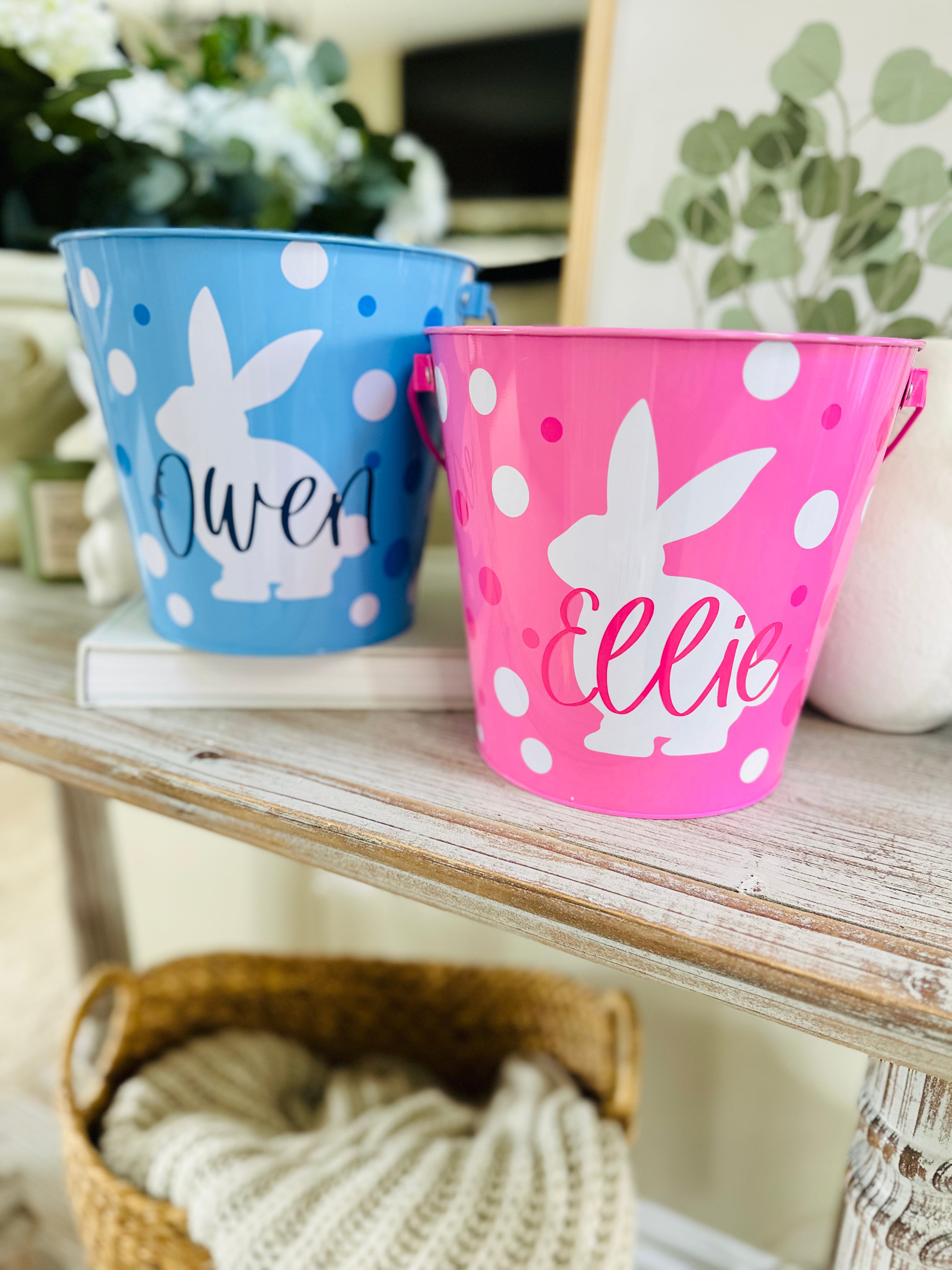 Personalized Kids Easter Basket Tin Pail