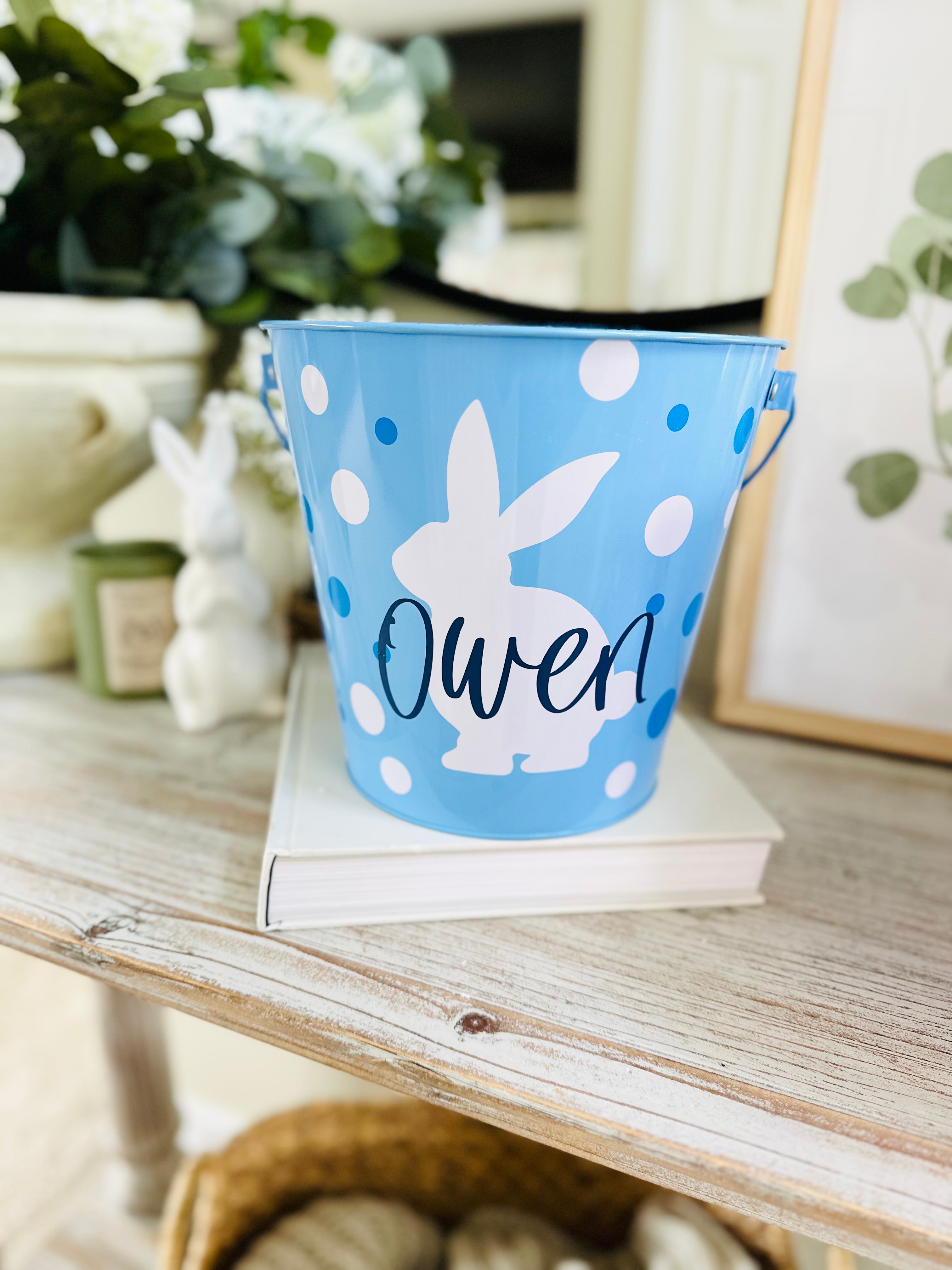 Personalized Kids Easter Basket Tin Pail