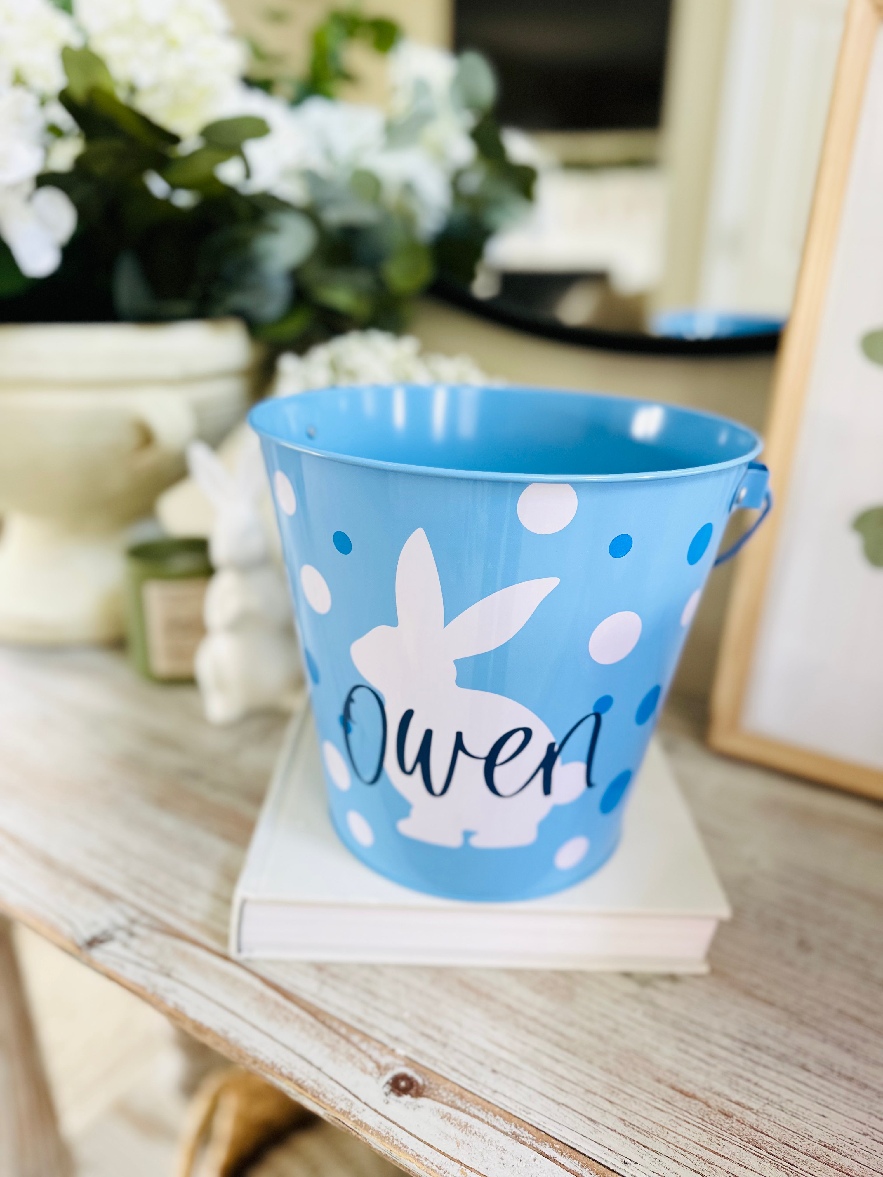 Personalized Kids Easter Basket Tin Pail
