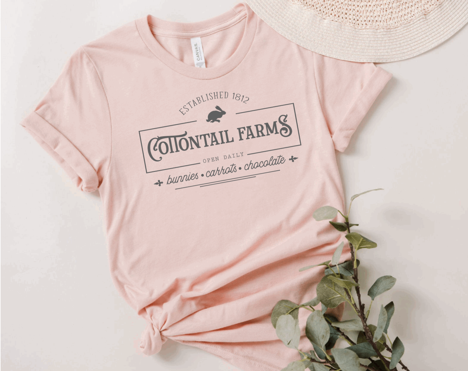 Cottontail Candy Company Light Peach Easter Tee