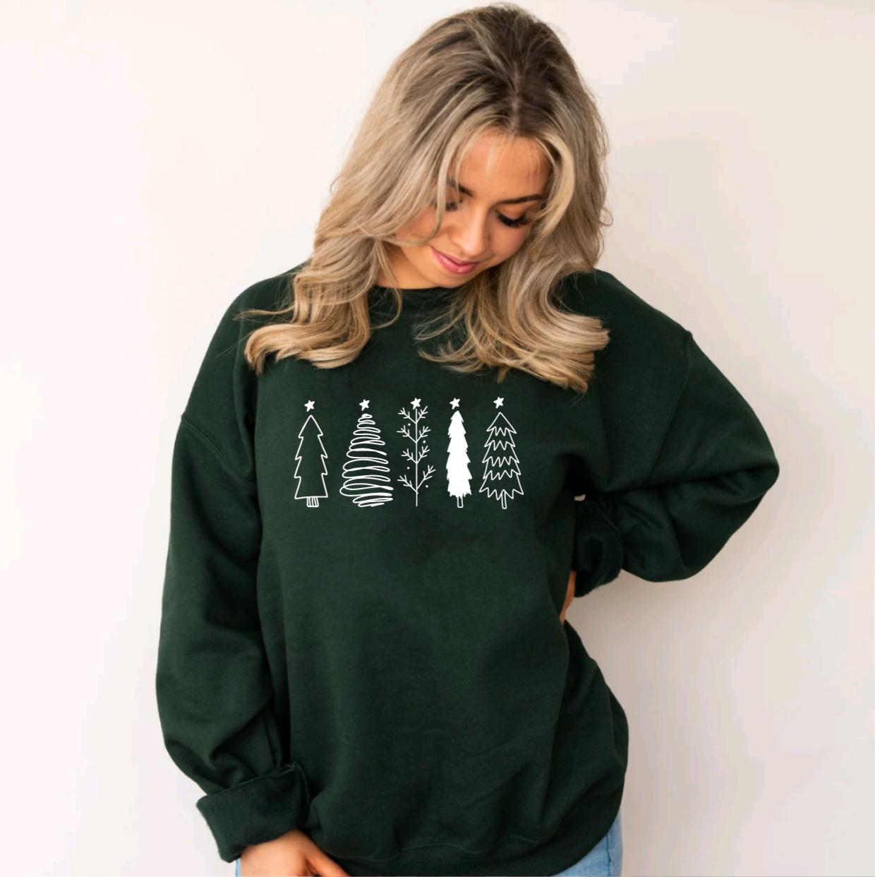 Simplistic Green Christmas Tree Crewneck