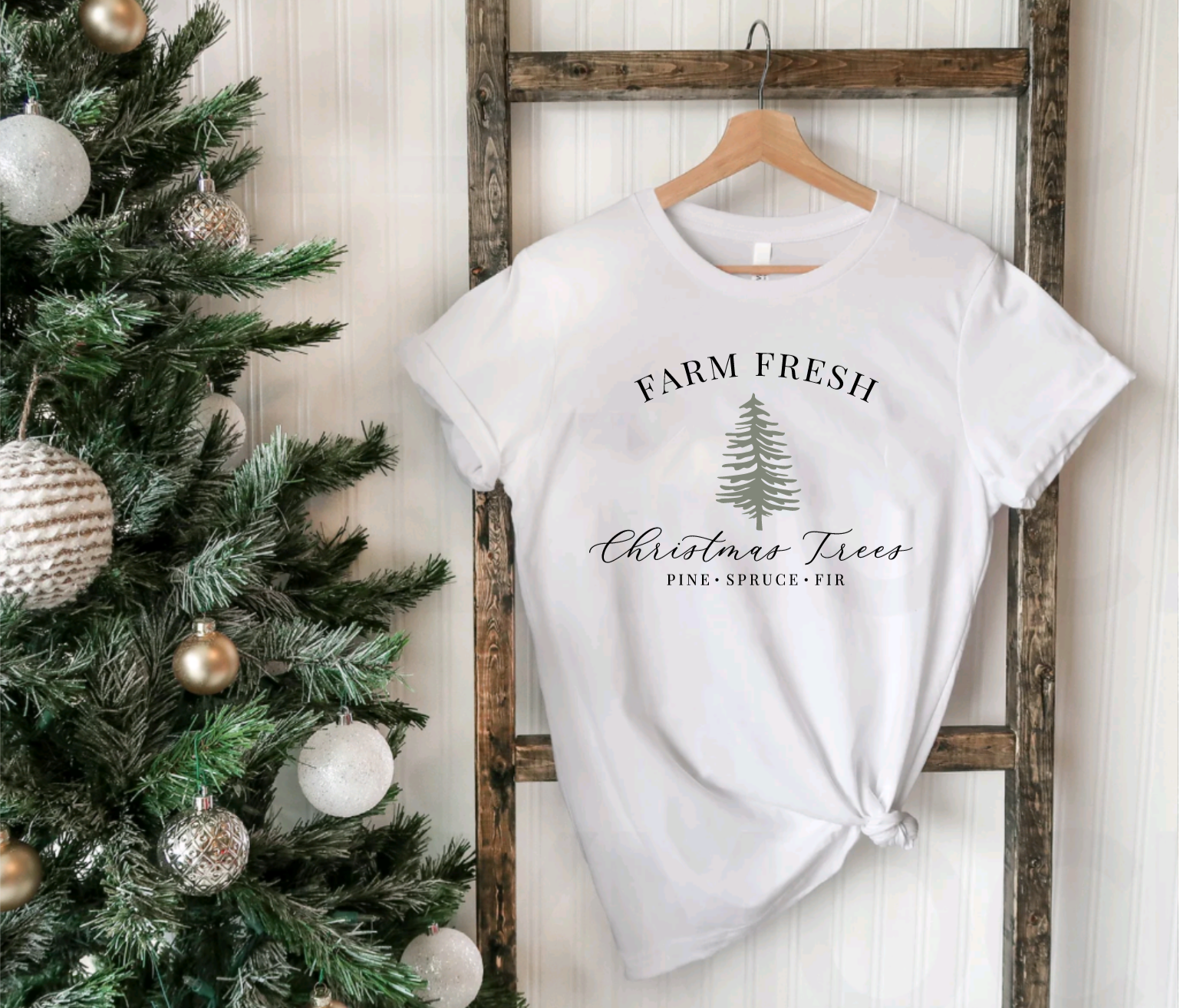 Farm Fresh Christmas Tree White Tee