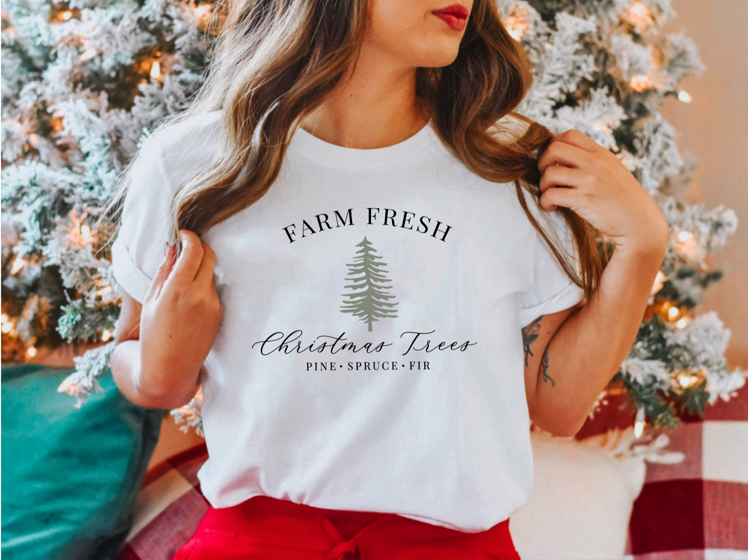 Farm Fresh Christmas Tree White Tee