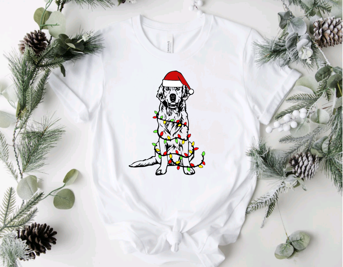 Golden Retriever White Christmas Tee