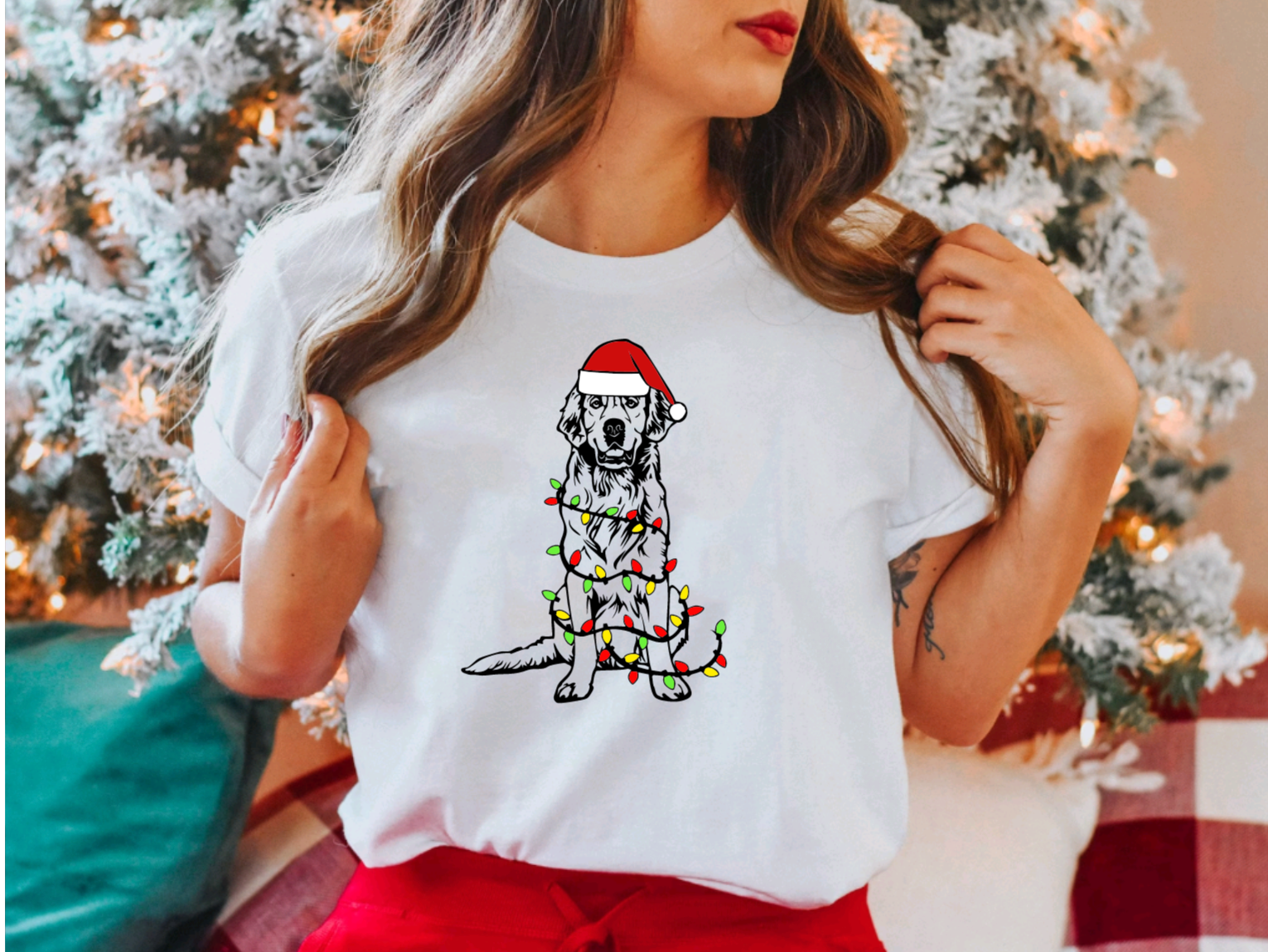 Golden Retriever White Christmas Tee
