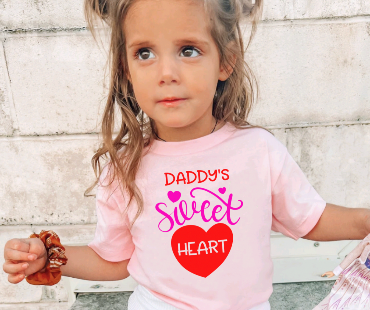 Daddy's Little Valentine Pink Short Sleeve Tee