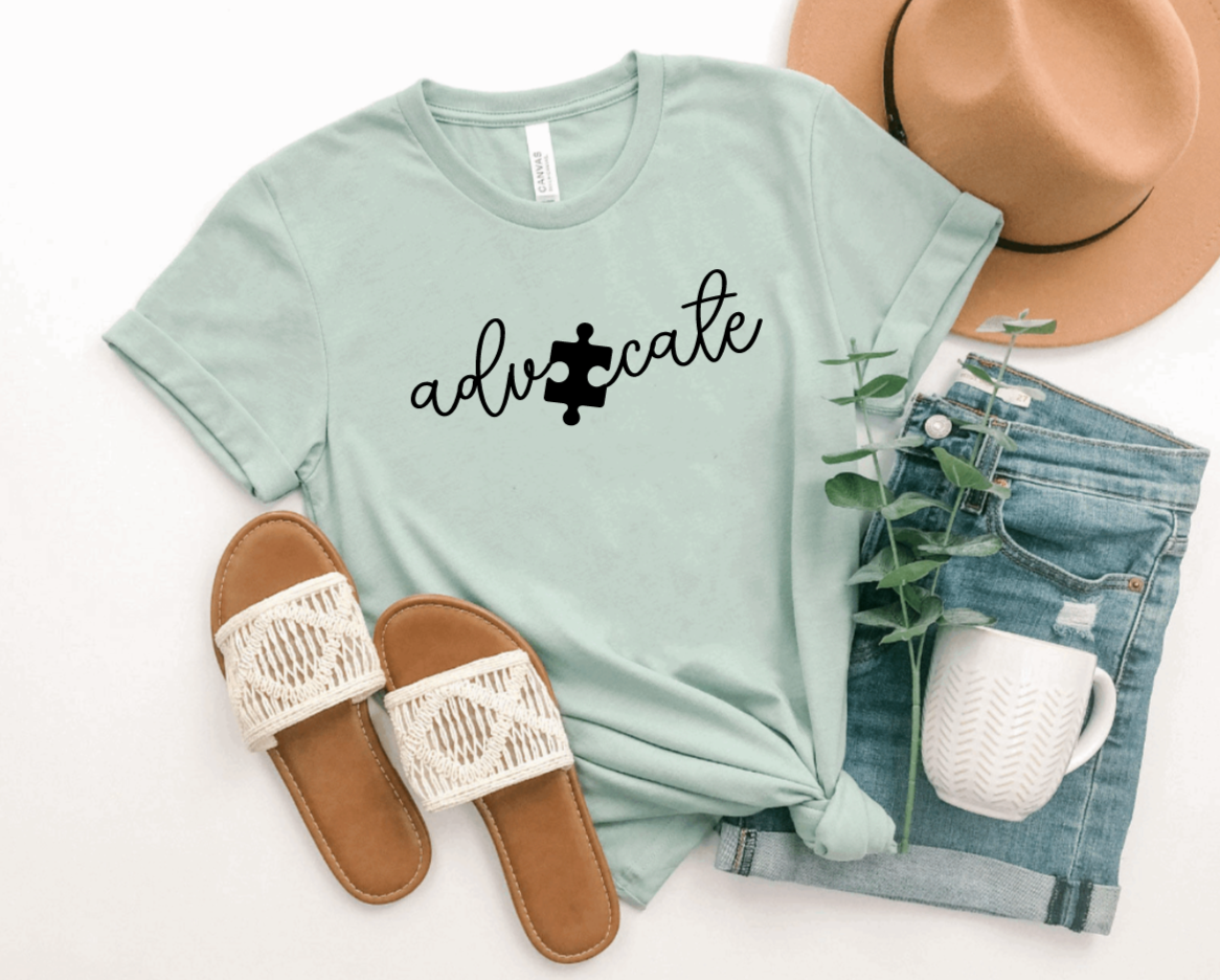 Advocate Accept Adapt Autism Awareness Dusty Blue T-Shirt