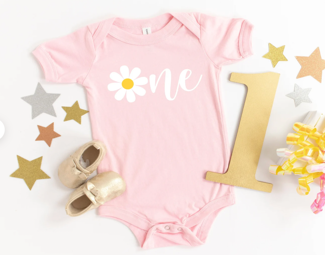 First Birthday Daisy Flower Pink Tee