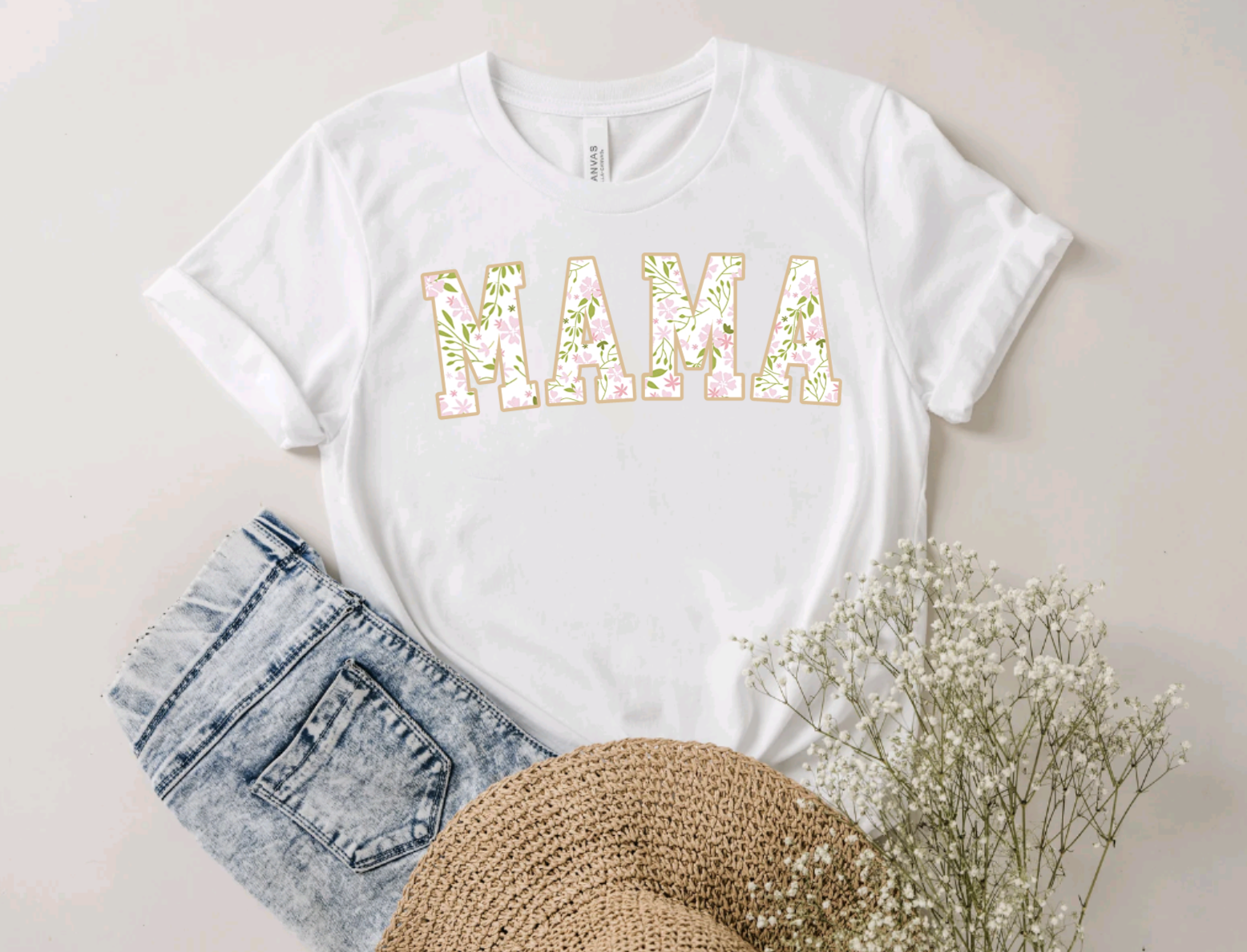 Mama Floral White Tee