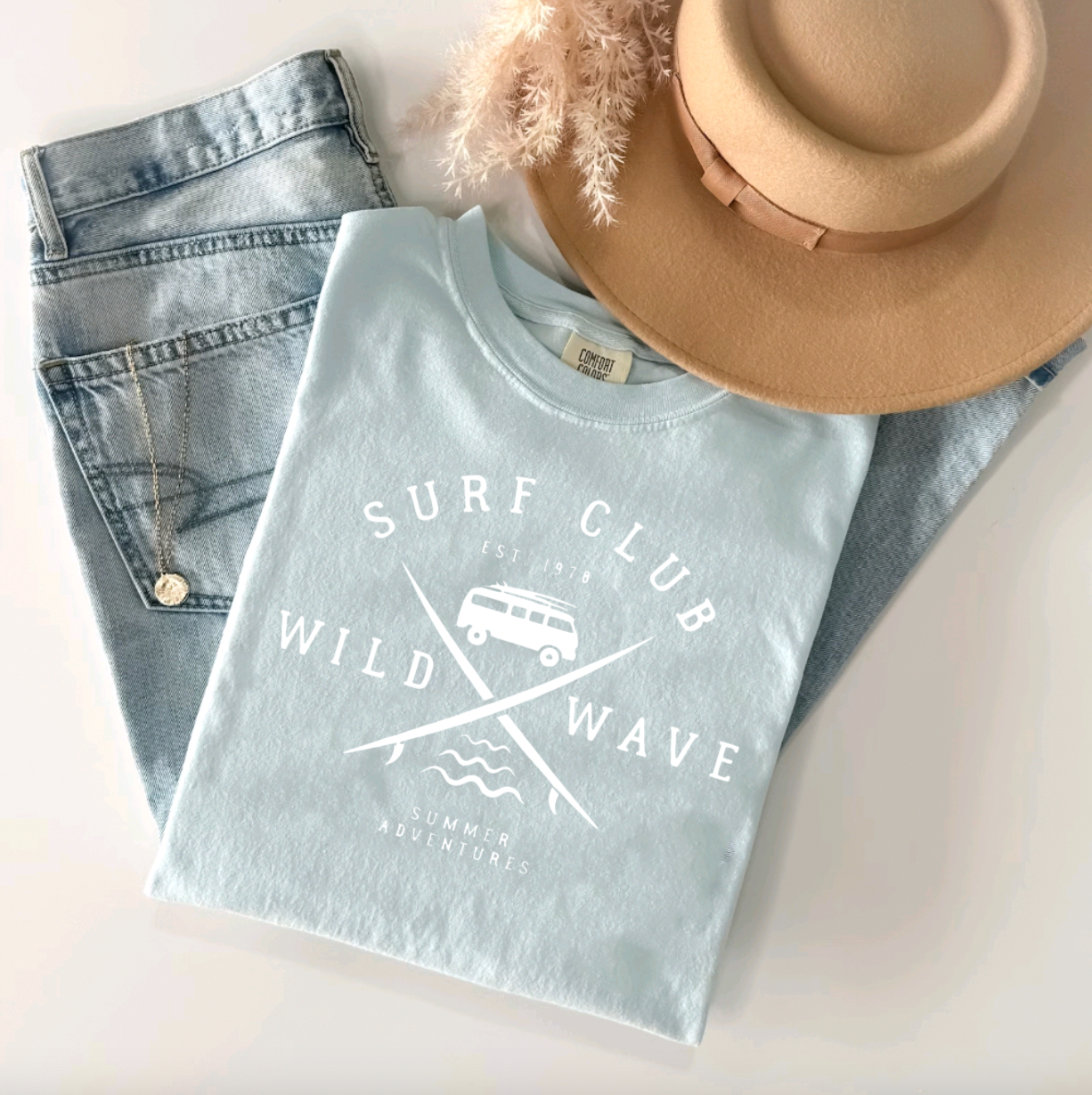 Surf Club Wild Waves Light Blue Tee