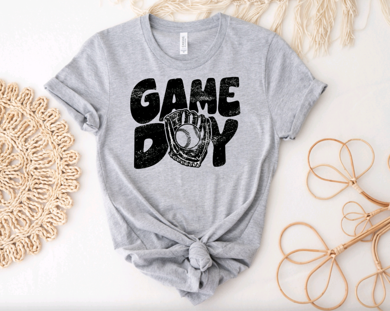 Game Day Grey Baseball Tee