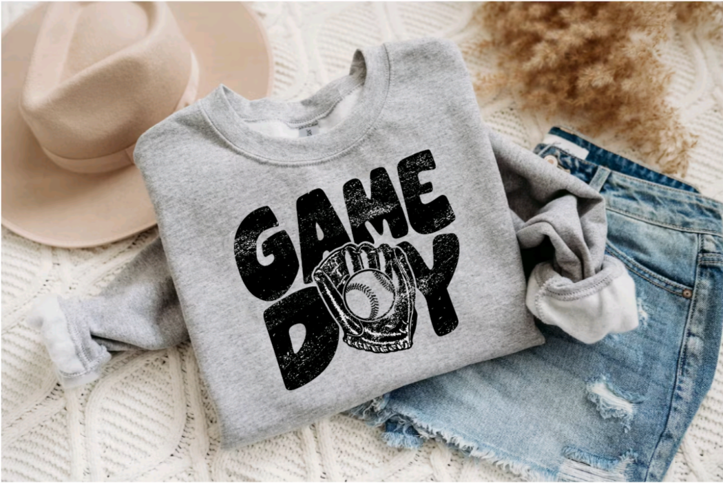 Game Day Grey Baseball Crewneck
