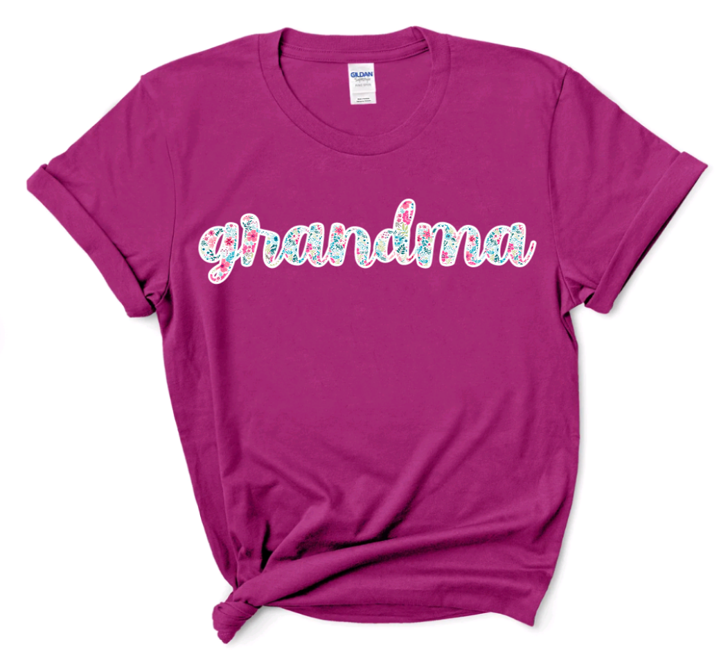 Floral Dark Pink Grandma Tee