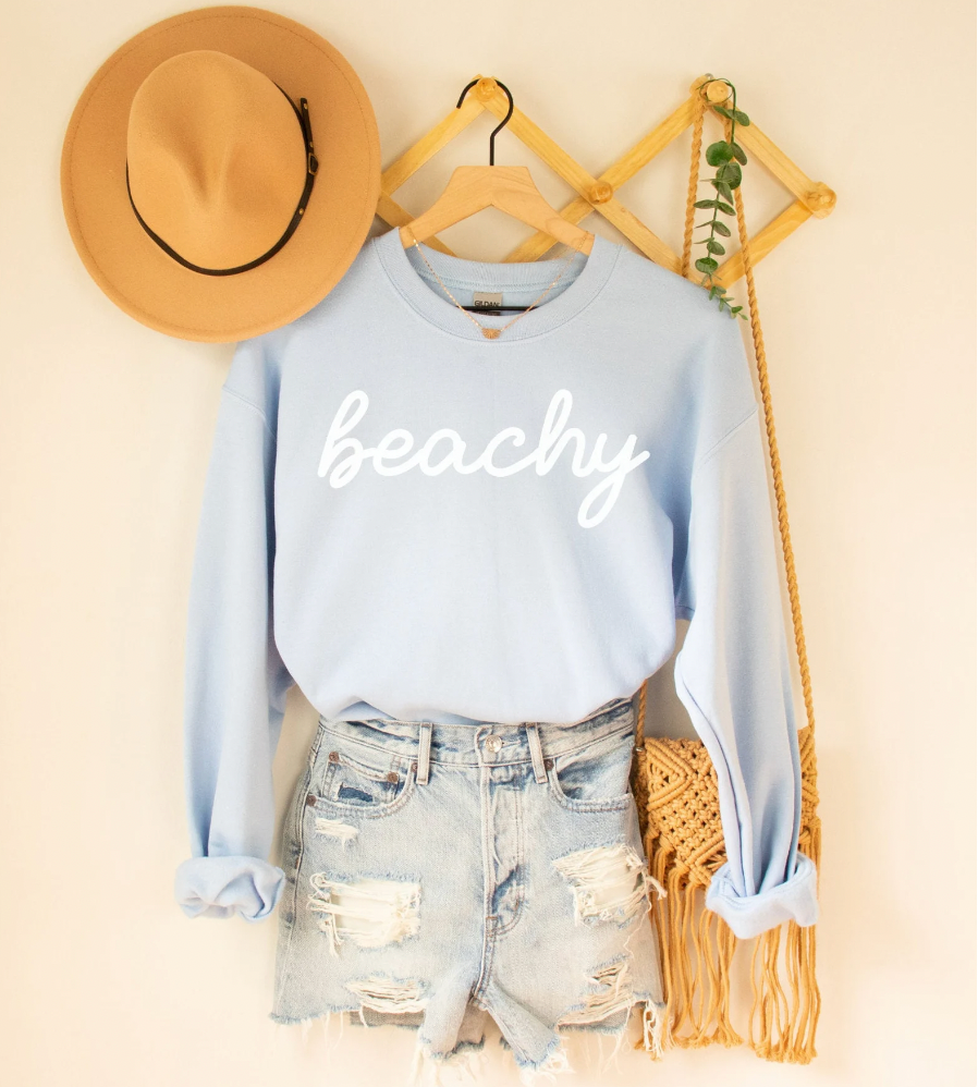 Beachy Light Blue Summer Crewneck