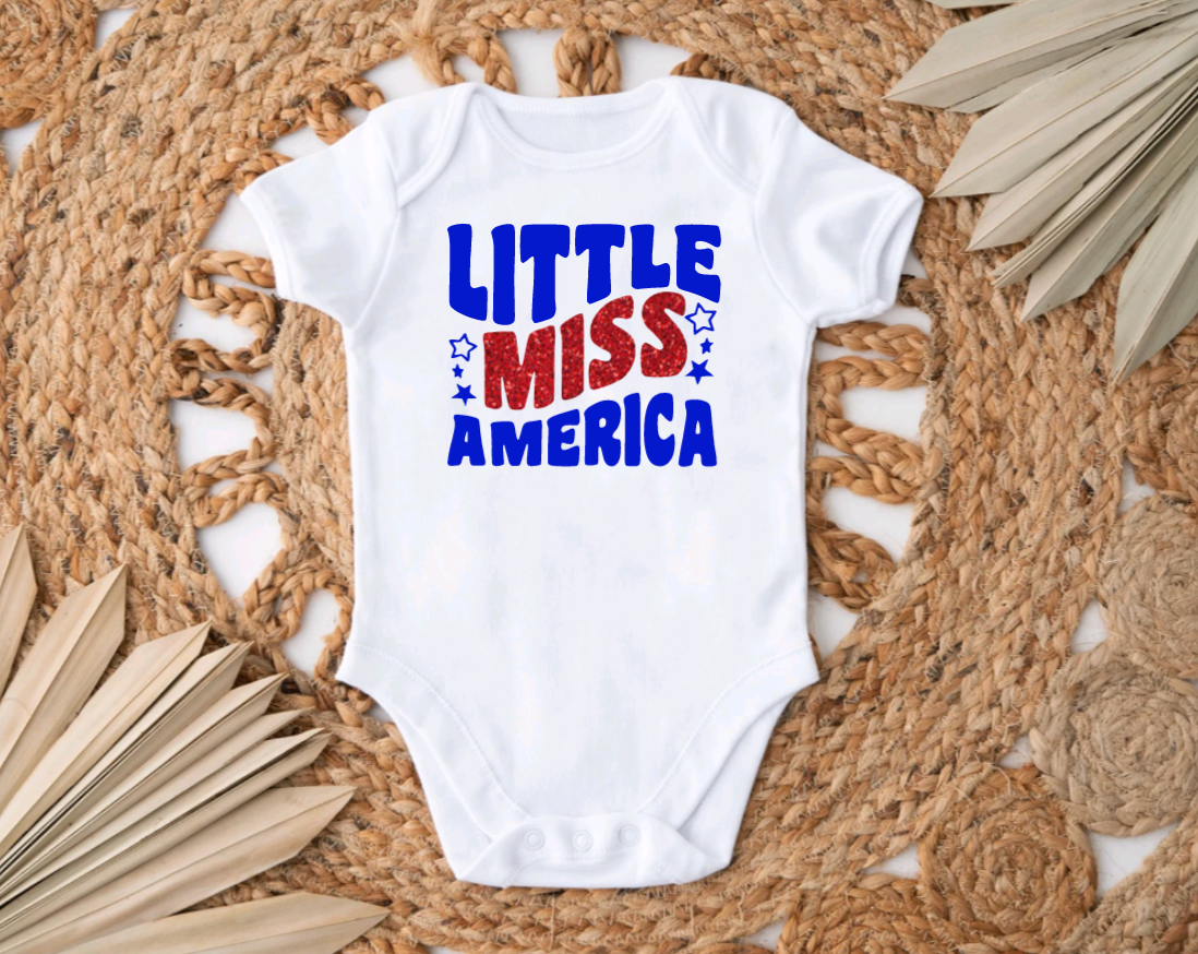 Little Miss America Fourth of July Tee