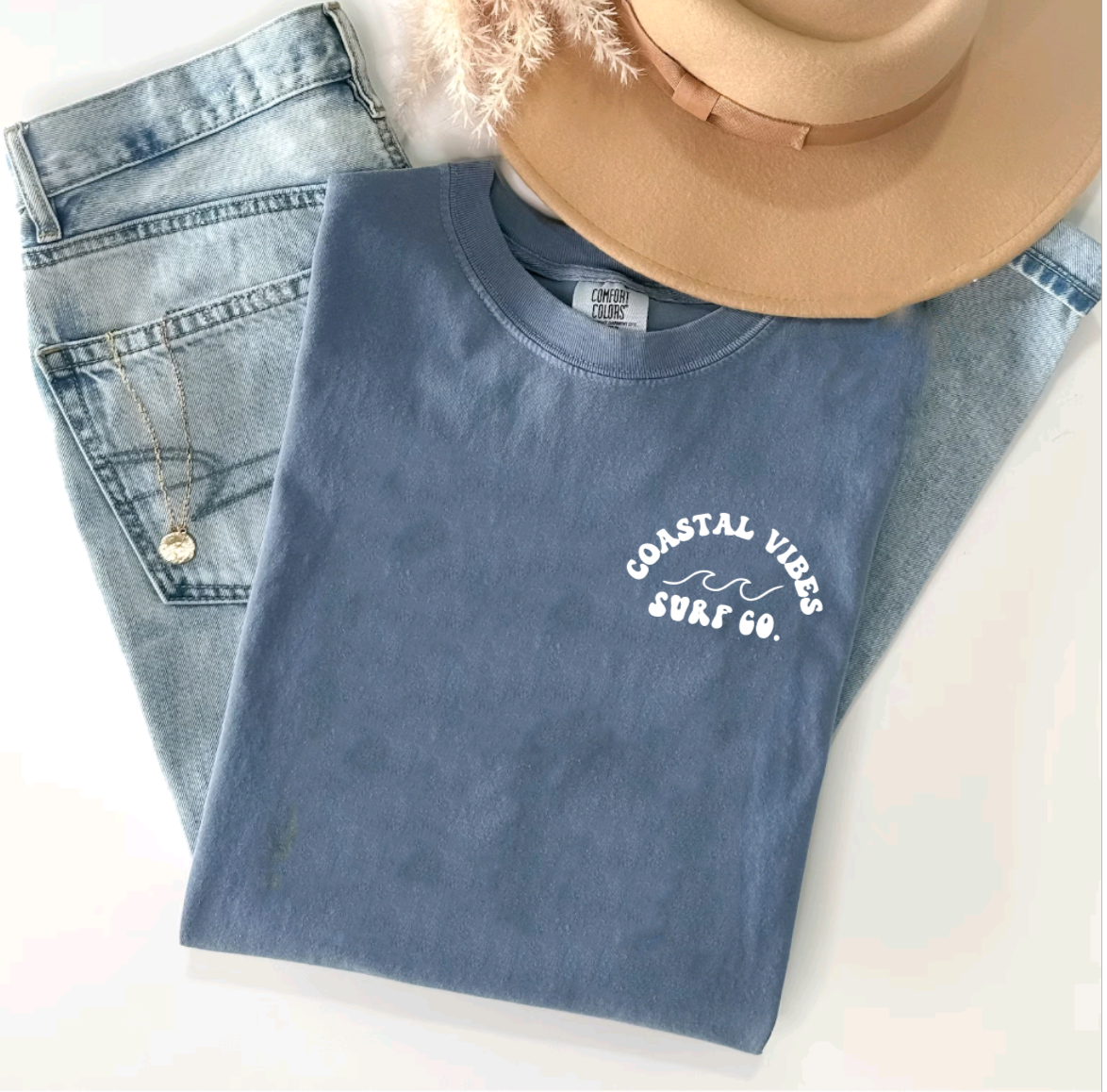 Coastal Vibes – Surfing Summer Comfort Colors T-Shirt | Beachy Graphic Tee for Women
