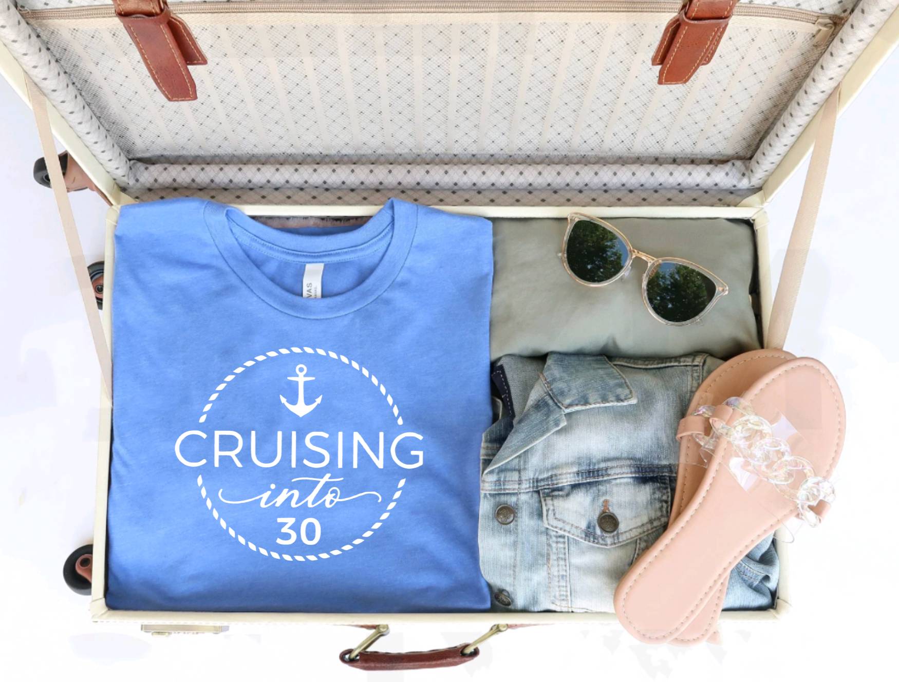 Cruising into 30 Heather Blue 30th Birthday Shirt