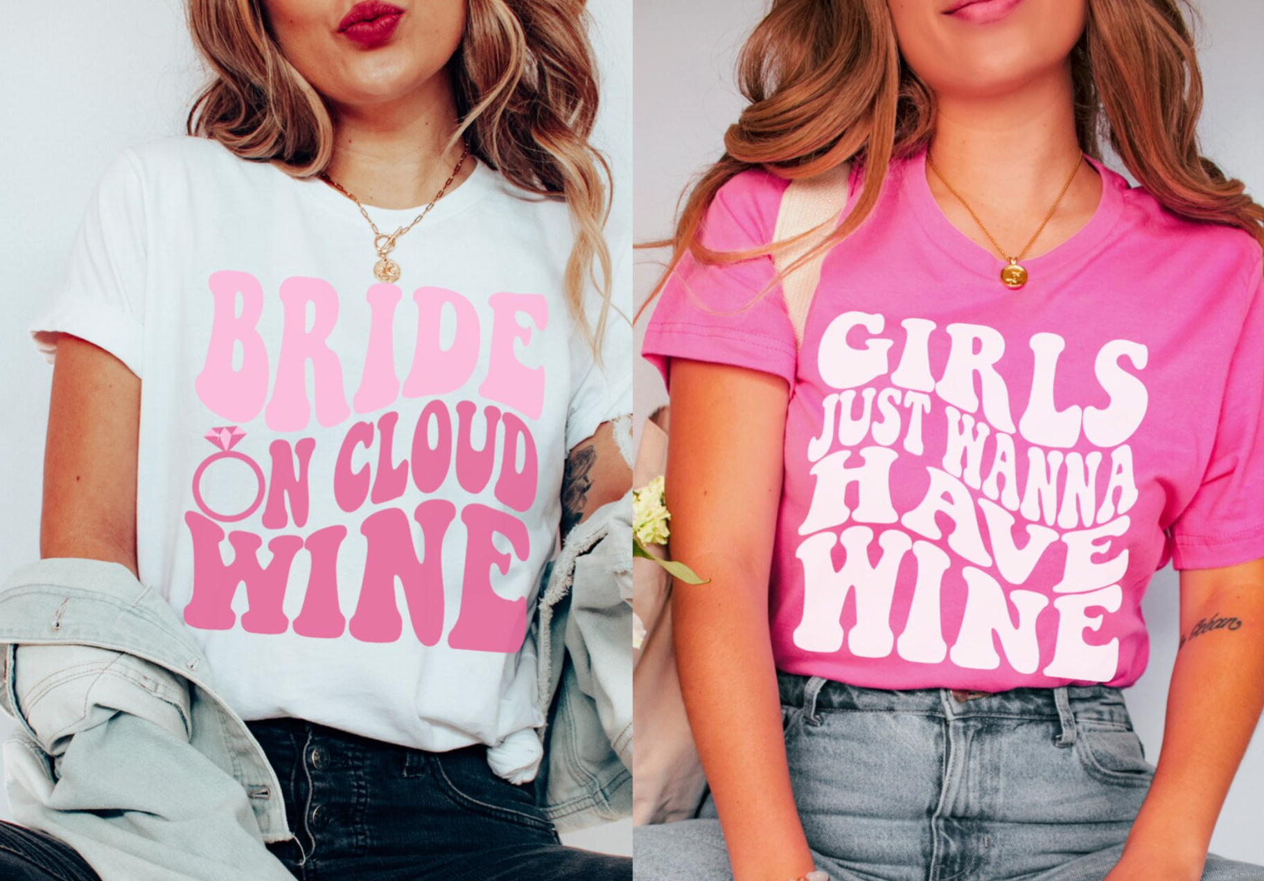 Girls Just Wanna Have Wine Bachelorette Shirts for Bridesmaids