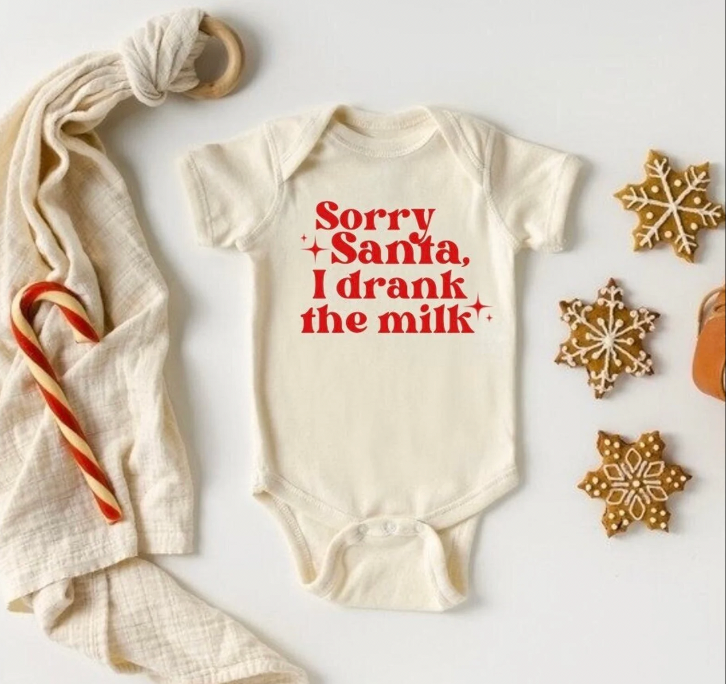 Sorry Santa Christmas Natural Bodysuit for Babies