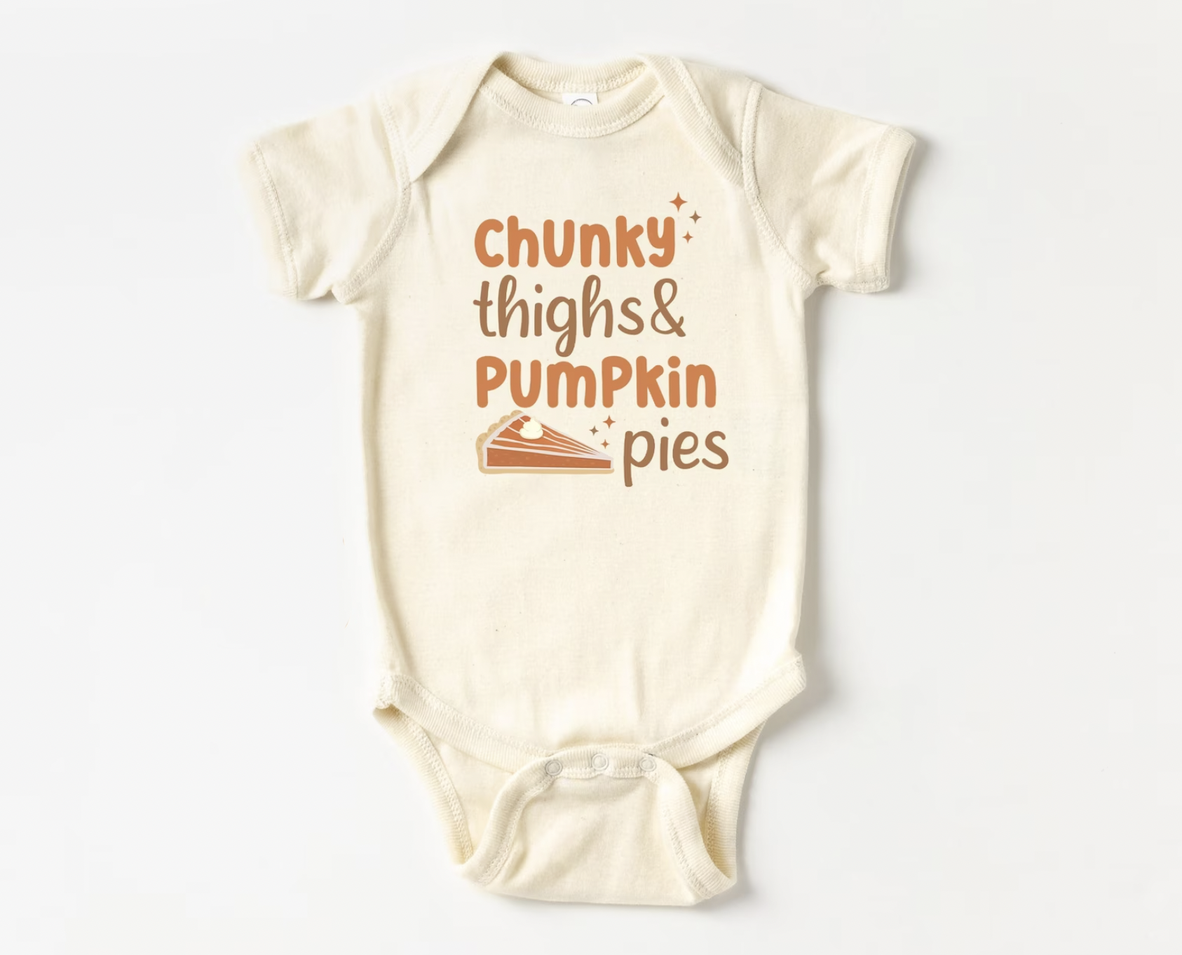Chunk Thighs & Pumpkin Pies Natural Short Sleeve Bodysuit for Babies