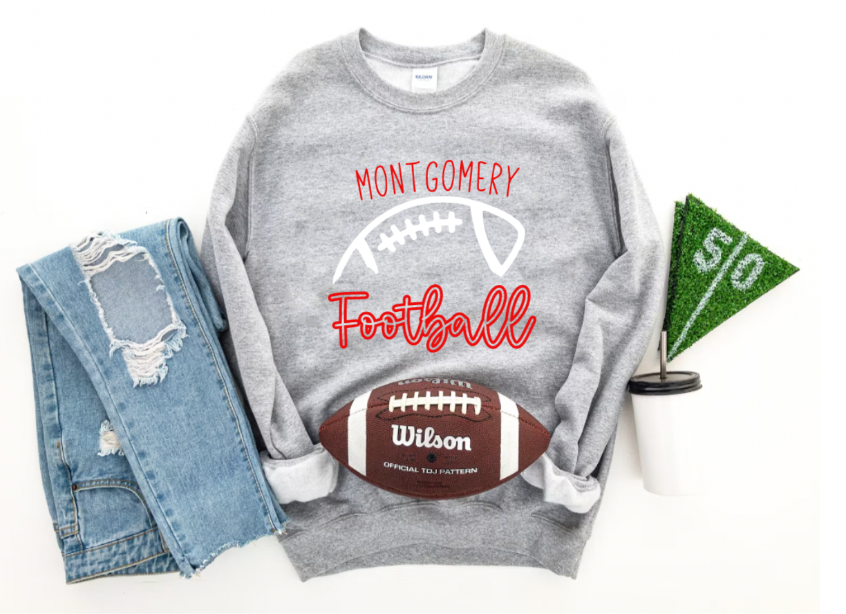 YOUTH Customized School Spirit Football Crewneck Sweatshirt