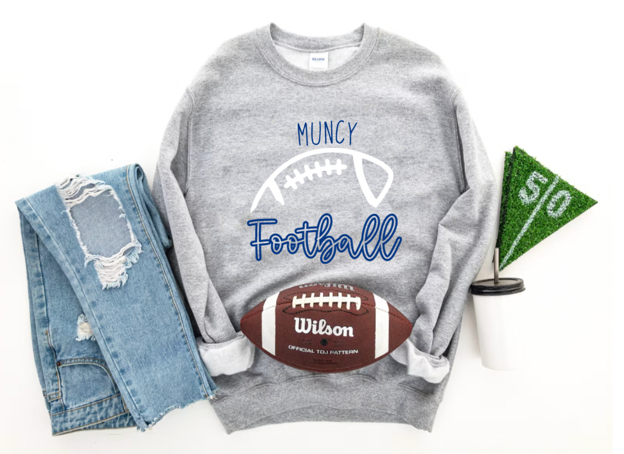 YOUTH Customized School Spirit Football Crewneck Sweatshirt